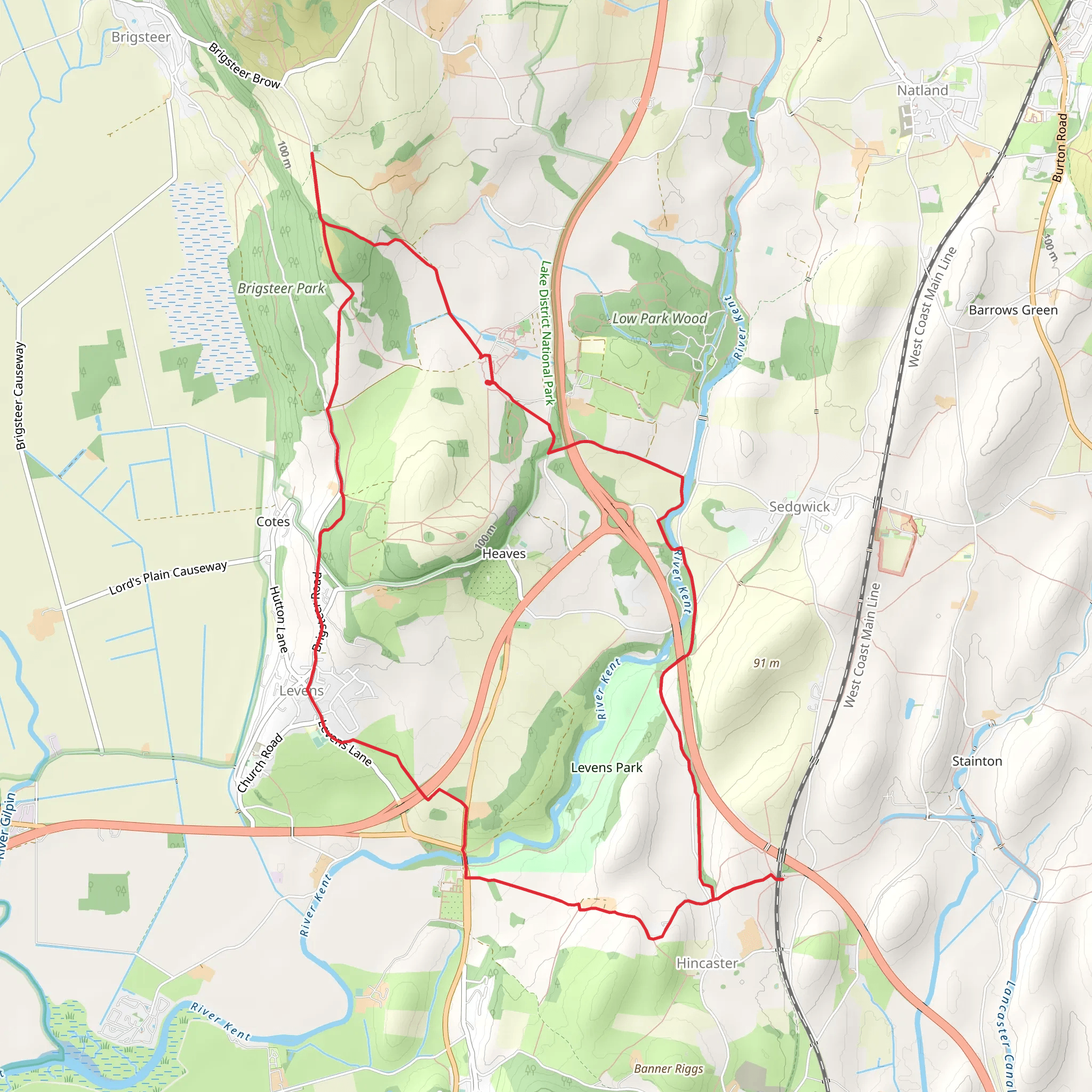 Heaves and Levens Village Loop via Sizergh Castle mobile static map