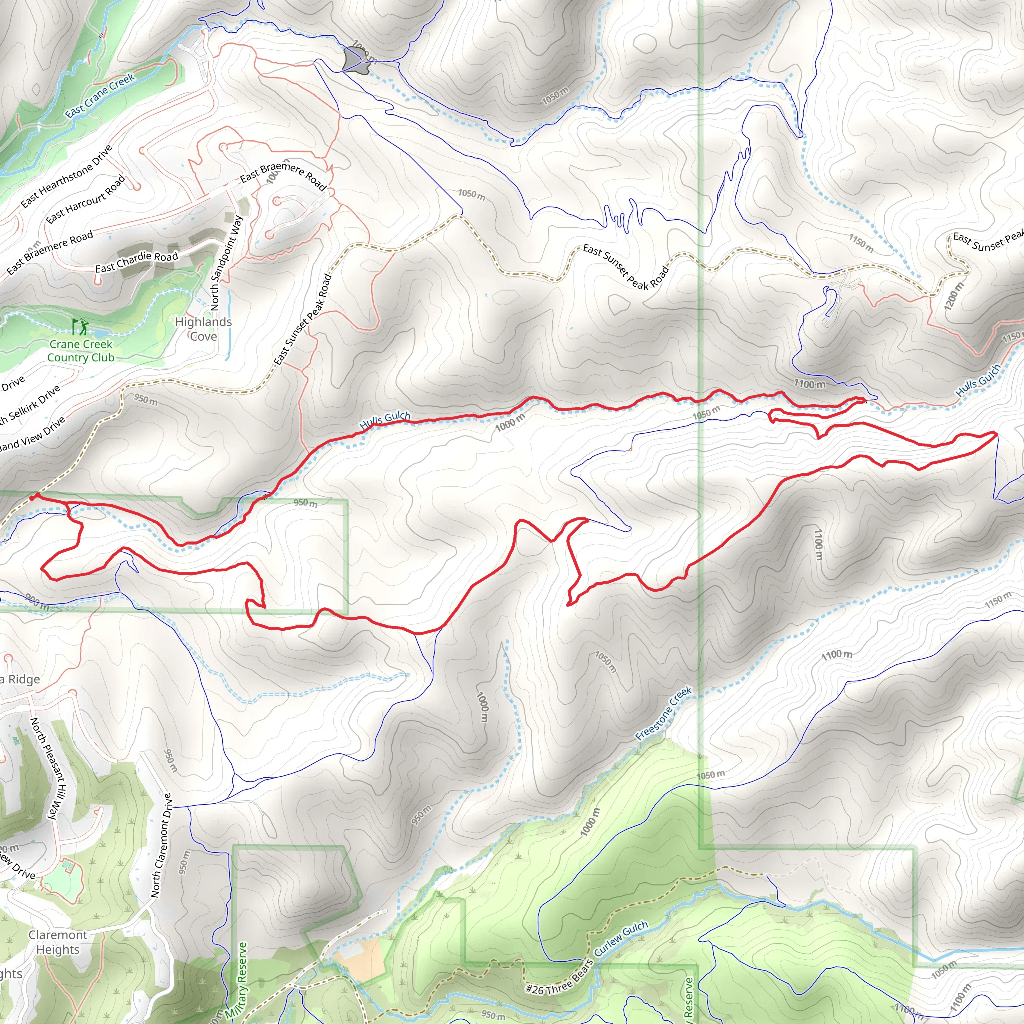 Lower Hulls Gulch, Sidewater and Red Cliffs Loop Trail mobile static map