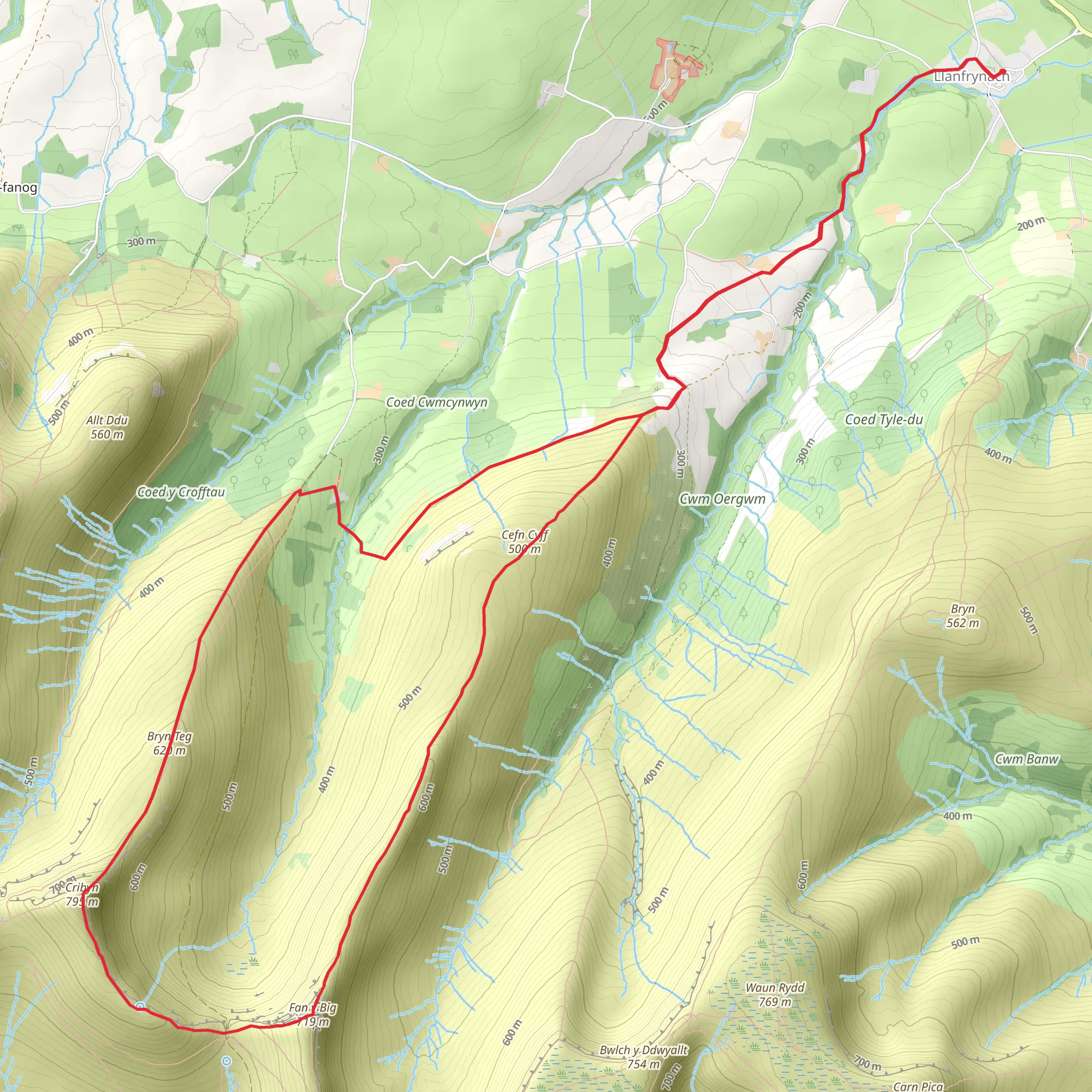 Cwm Cynwyn Ridge (7) mobile static map