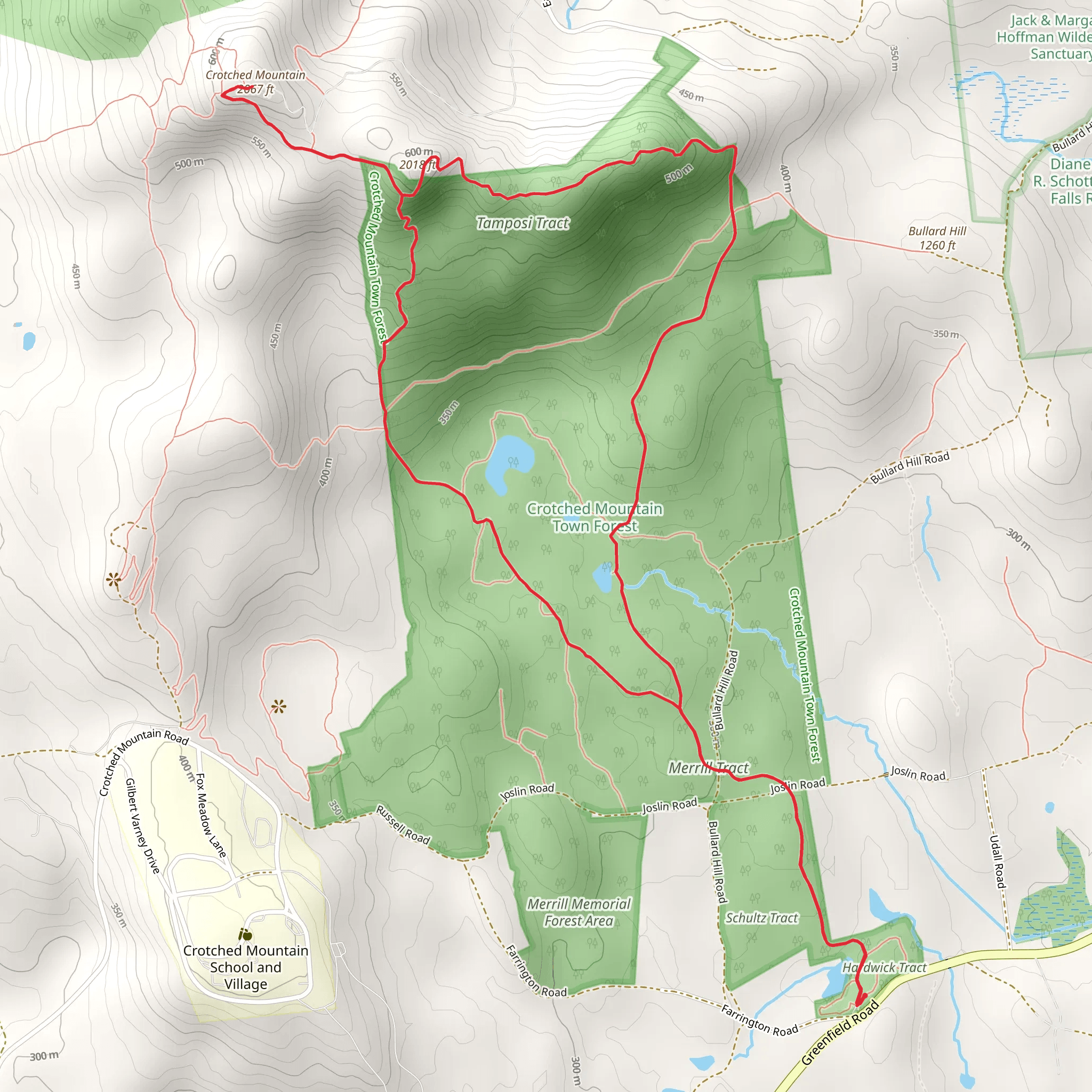 Crotched Mountain in Town Forest mobile static map