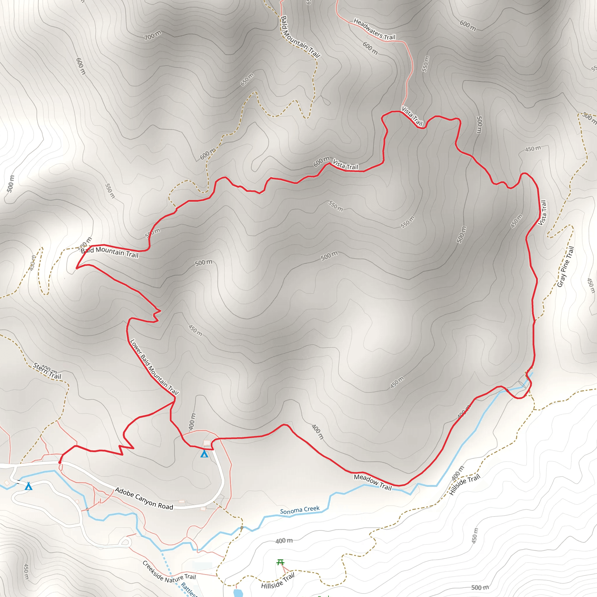 Vista and Lower Bald Mountain Loop Trail mobile static map