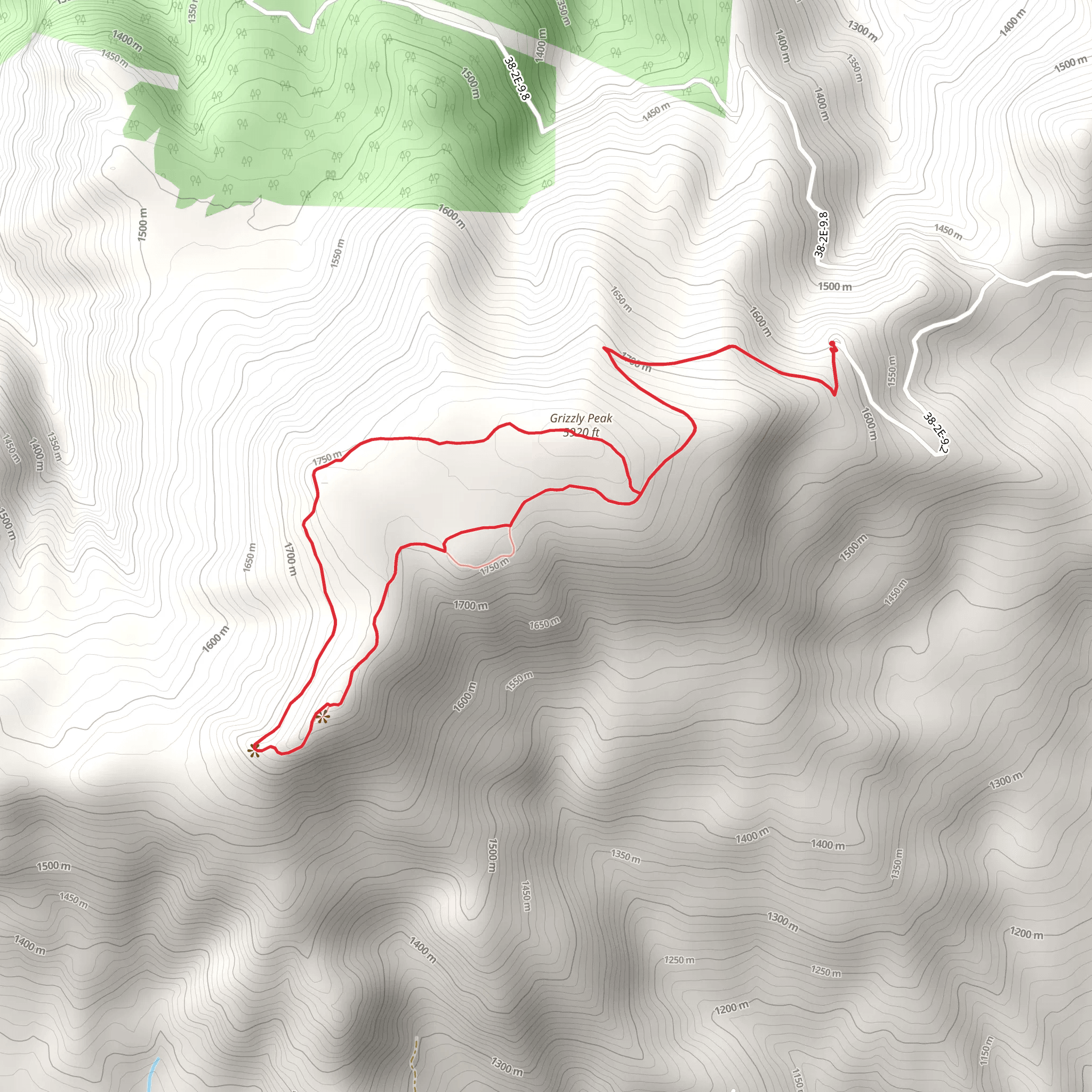 Grizzly Peak Loop Trail mobile static map