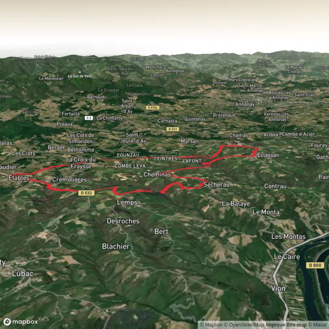 An image depicting the trail Secheras loop - May 2026 and its surrounding area.