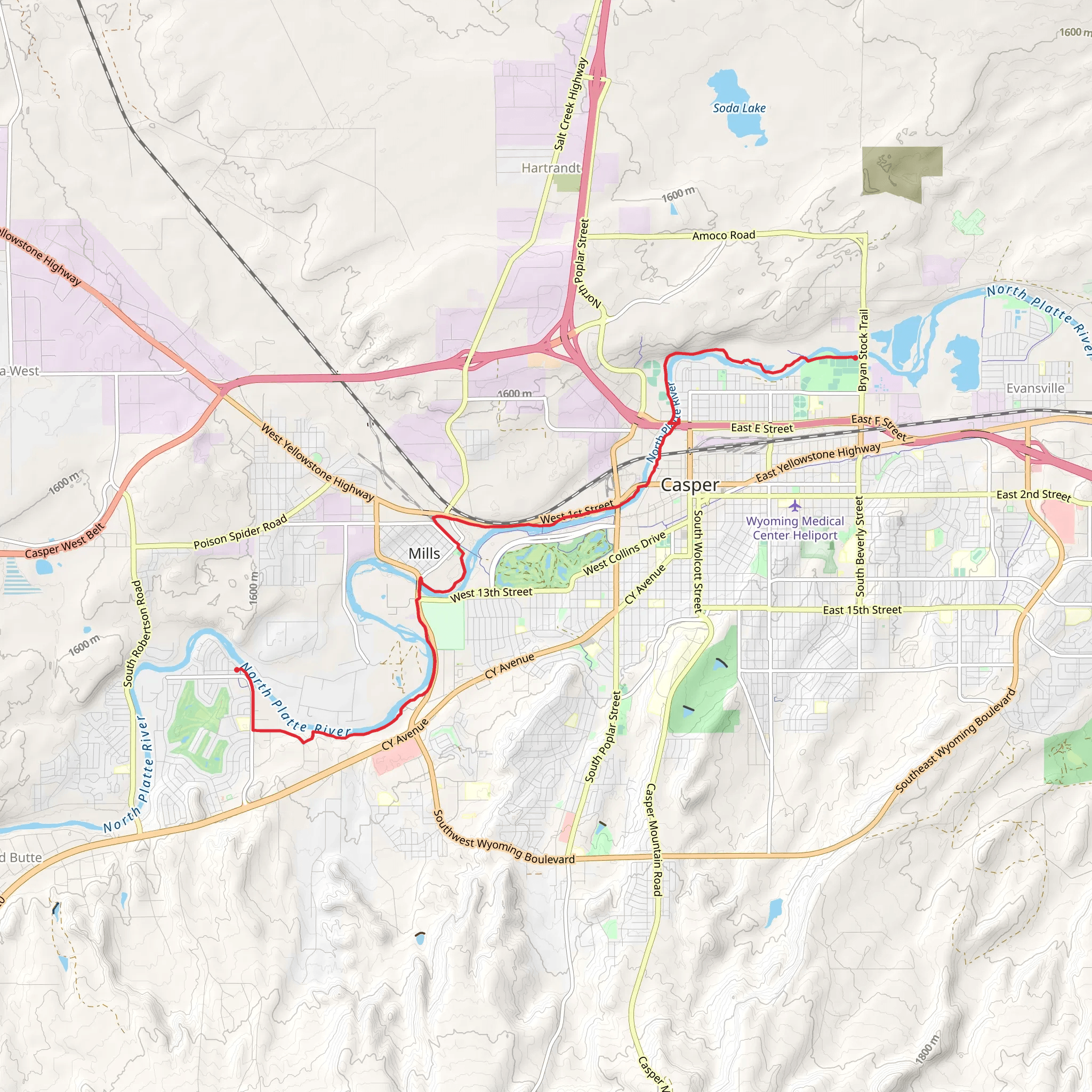 Platte River Trail mobile static map