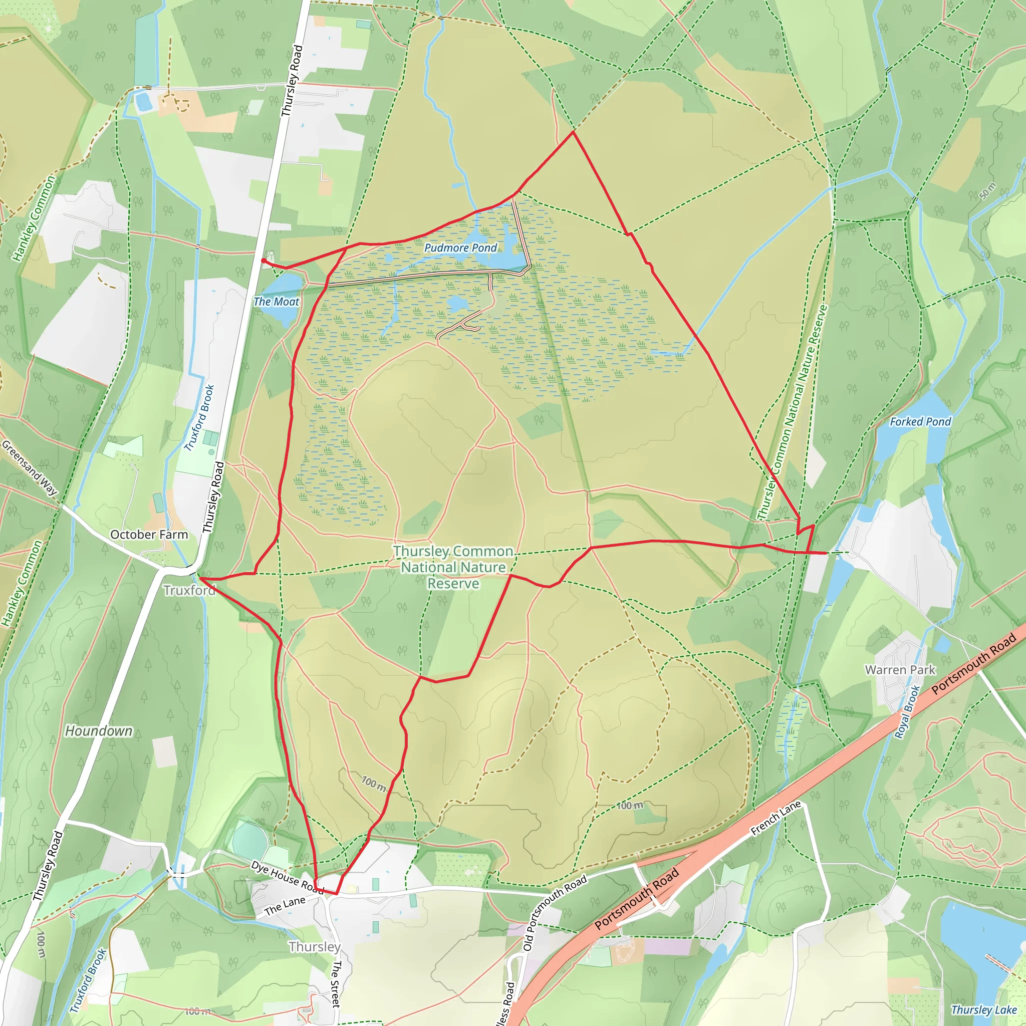 Thursley National Nature Reserve Loop mobile static map
