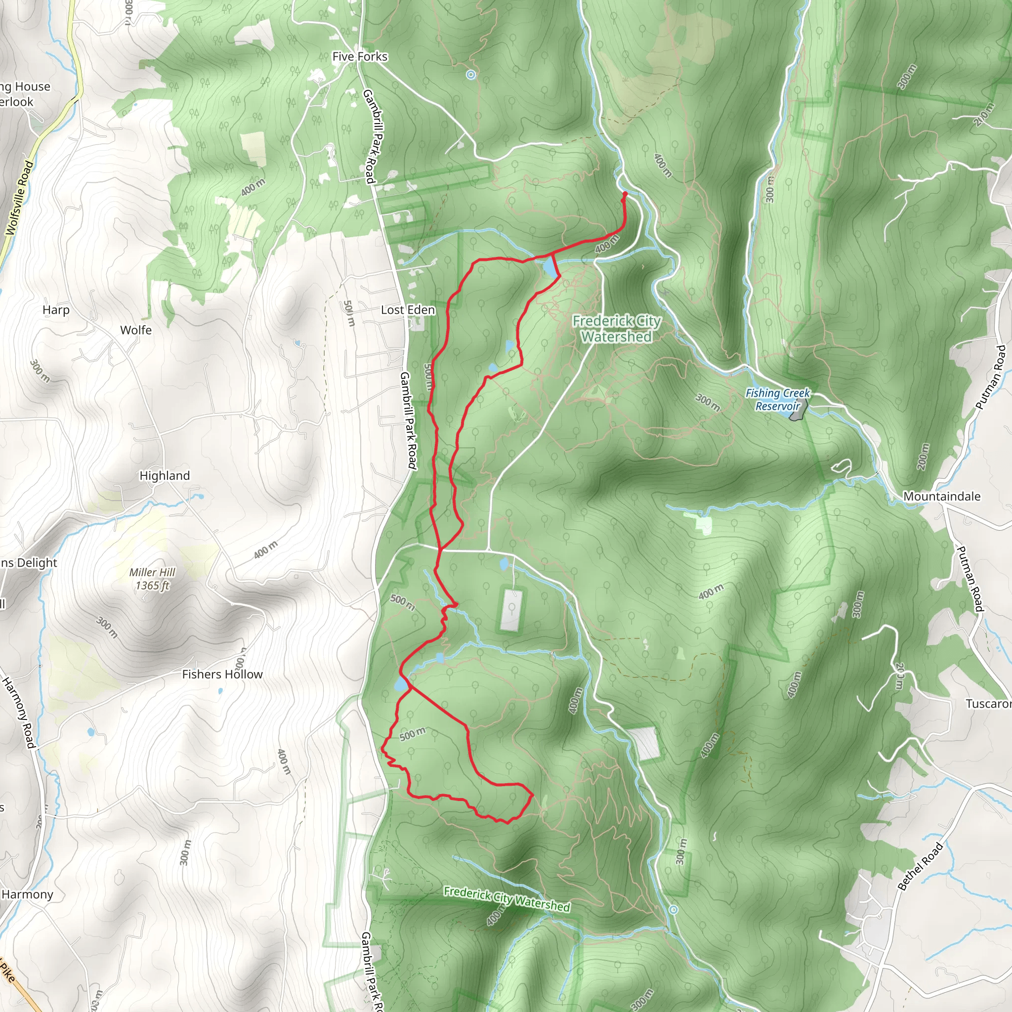 Catoctin National Recreation, Lawn Mower and Buck Flats Loop Trail mobile static map