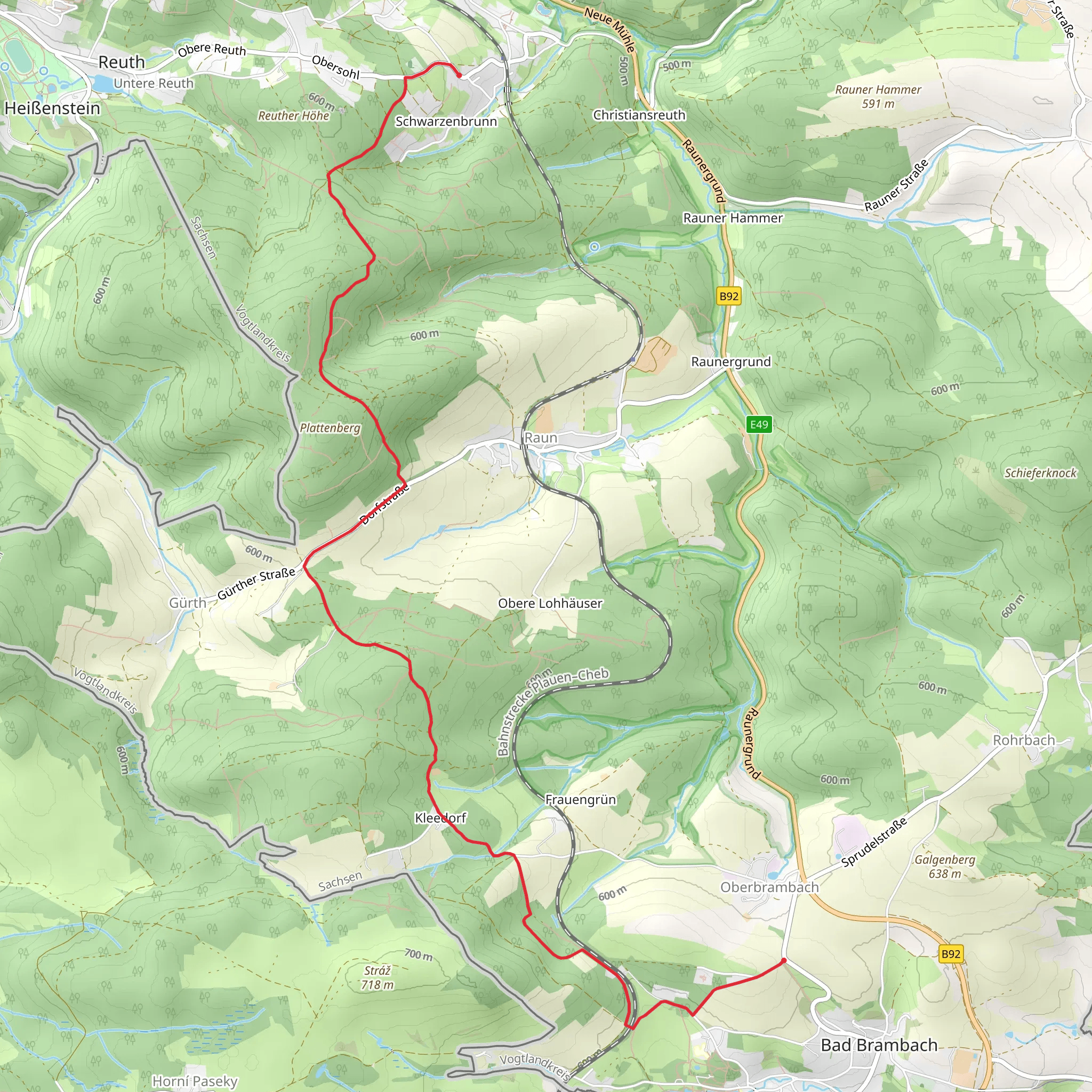 Oberbrambach to Schwarzenbrunn Walk mobile static map