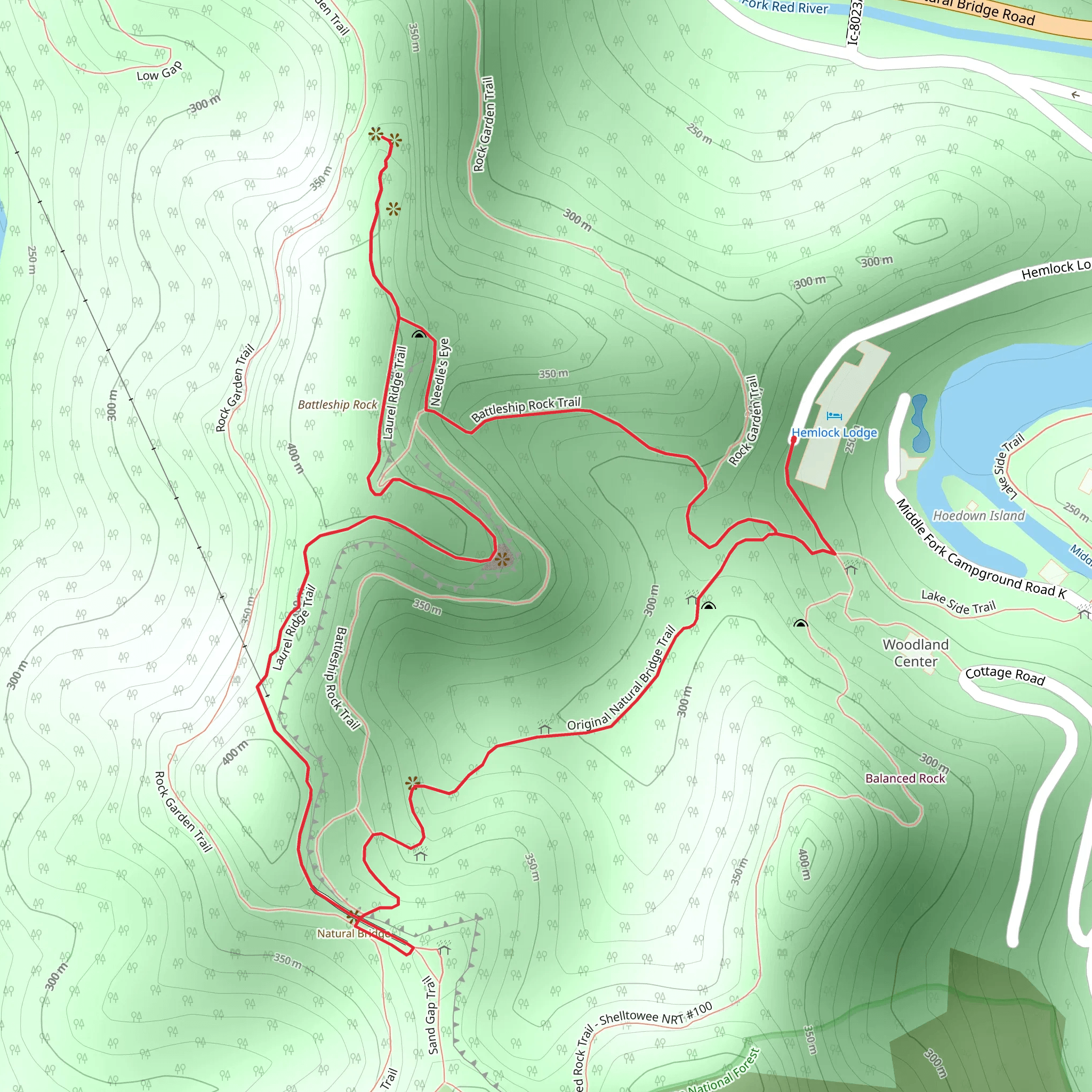 Battleship Rock, Laurel Ridge and Original Natural Bridge Loop Trail mobile static map