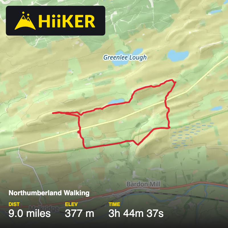 A map preview of the recording Northumberland Walking.