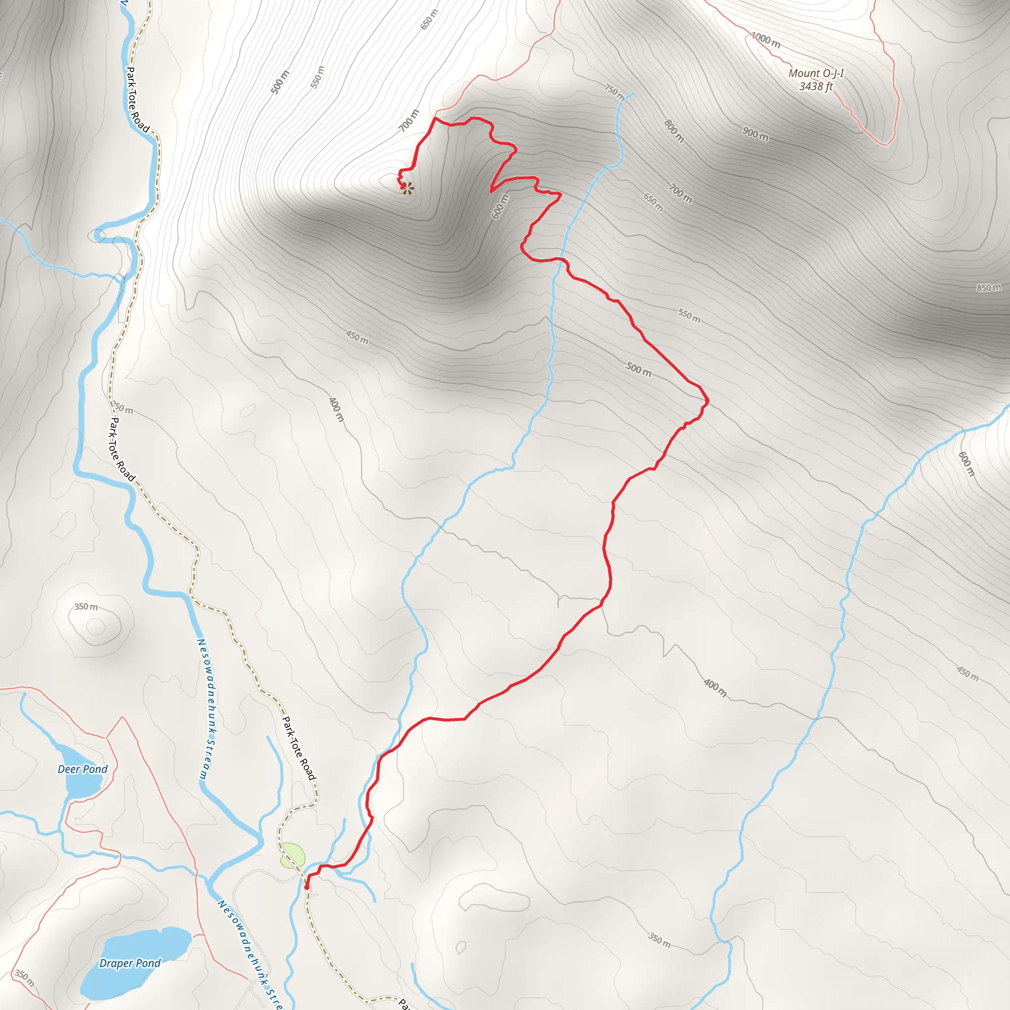 West Peak via OJI Trail mobile static map