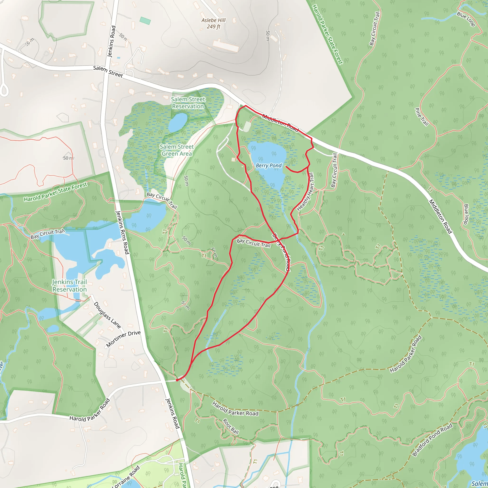 Berry Pond Loop Trail via Jenkins Road mobile static map