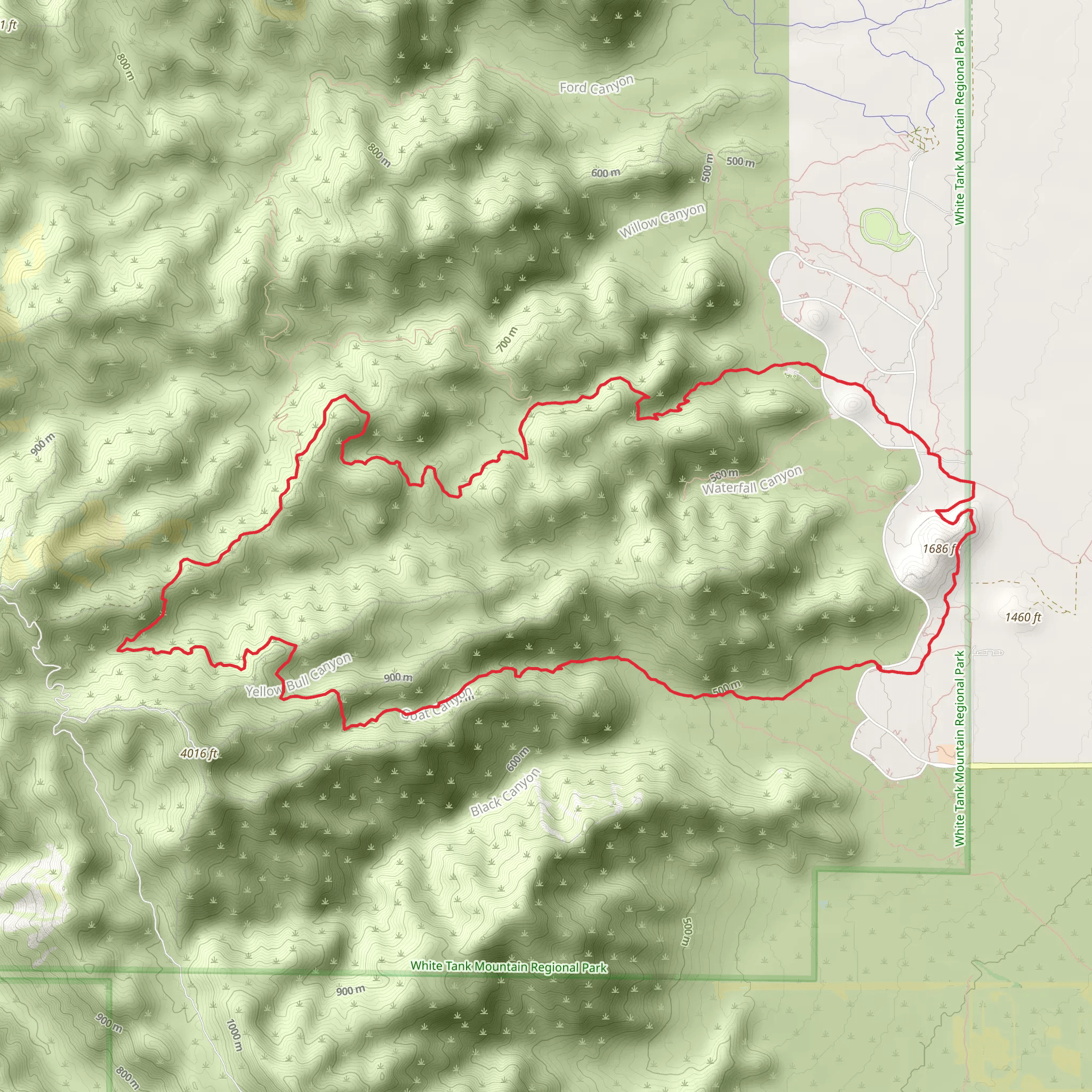 Goat Camp, Mesquite Canyon and Mule Deer Loop Trail mobile static map