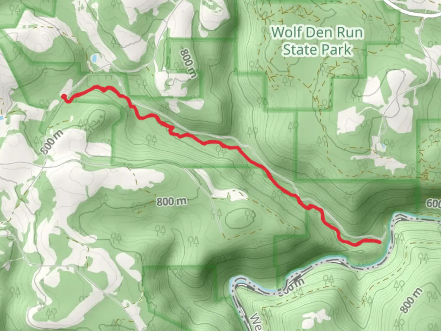 An image depicting the trail Lostland Run Trail and its surrounding area.