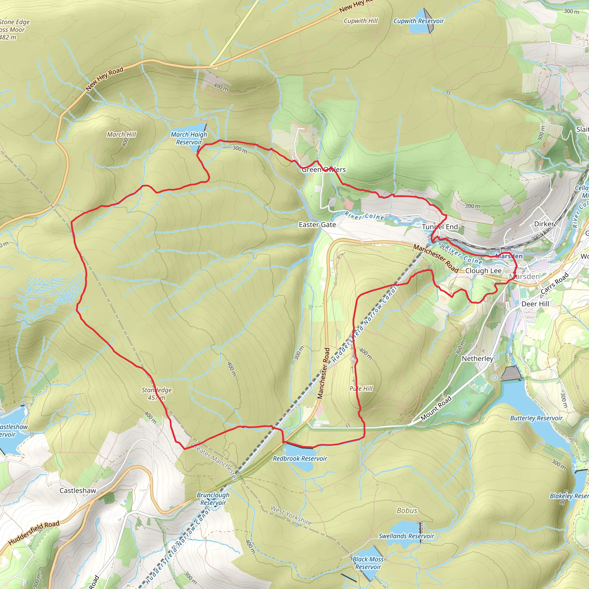 Marsden Moor - March Haigh - Oldham Way - Standedge and Pule Hill mobile static map