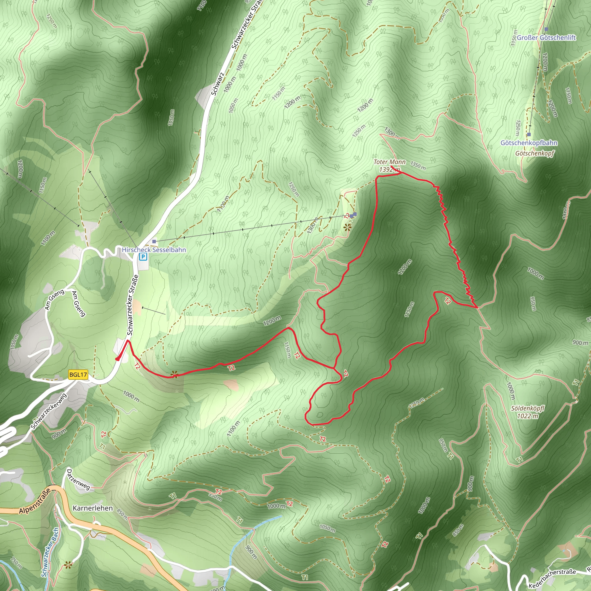 Toter Mann via Wanderweg mobile static map