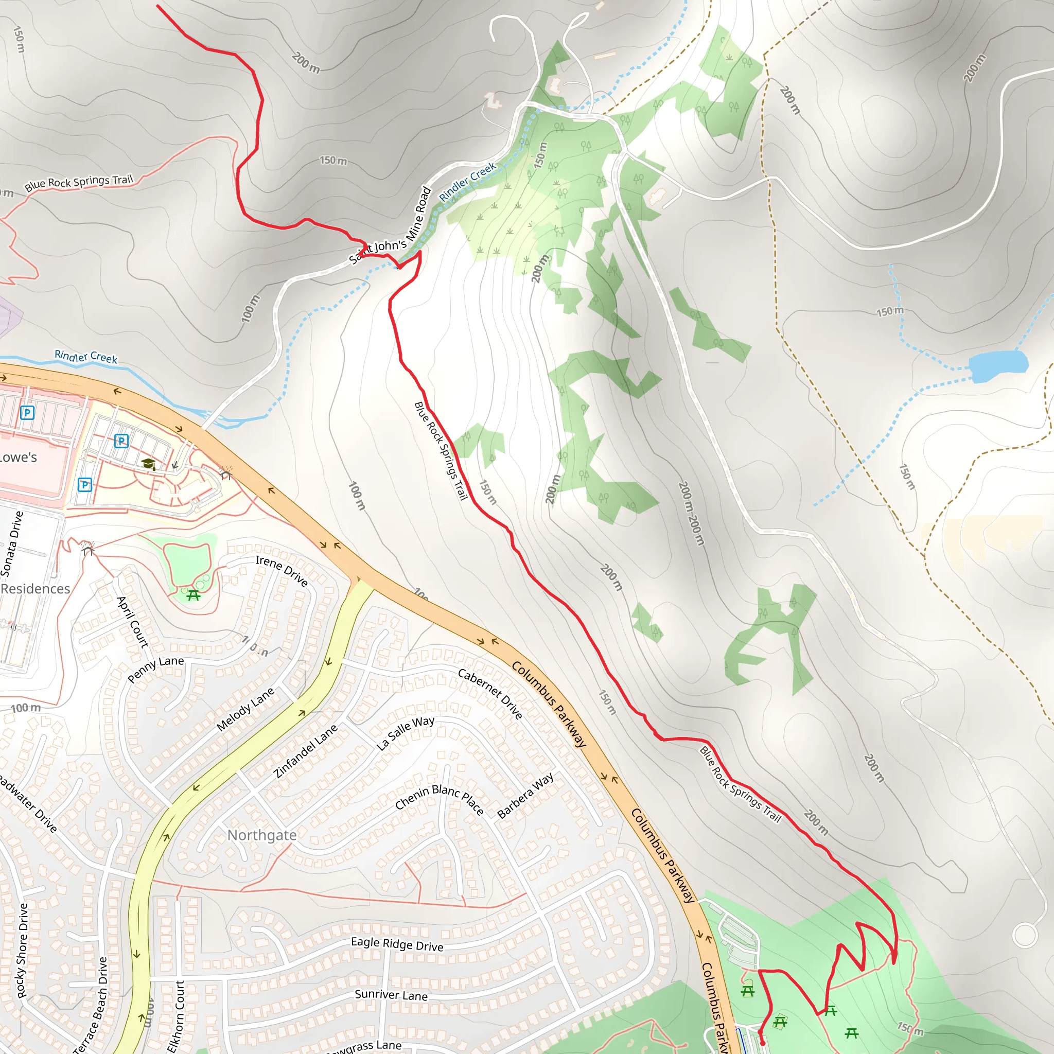 Blue Rock Springs Trail mobile static map