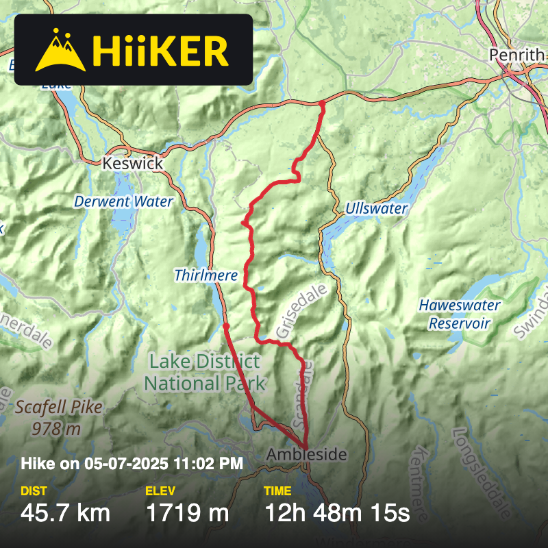 A map preview of the recording Hike on 05-07-2025 11:02 PM.