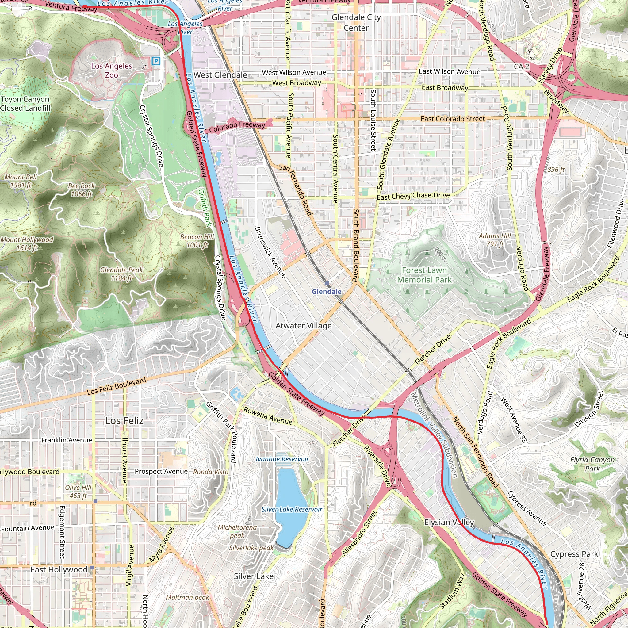 Los Angeles River mobile static map