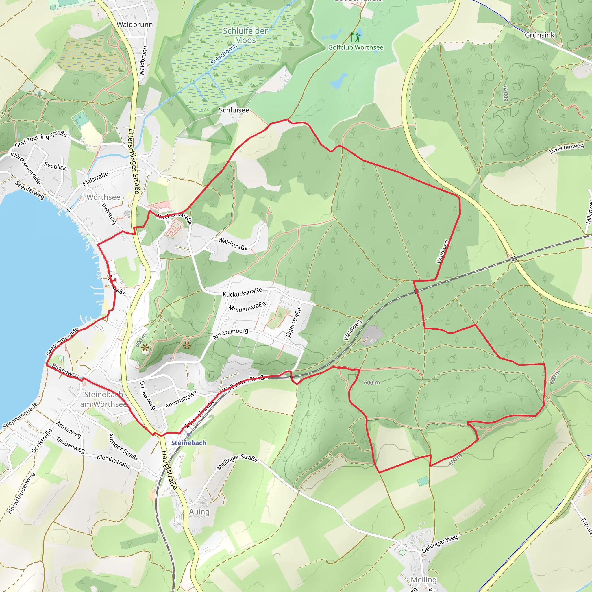 Wörthsee and Waldweg Loop mobile static map