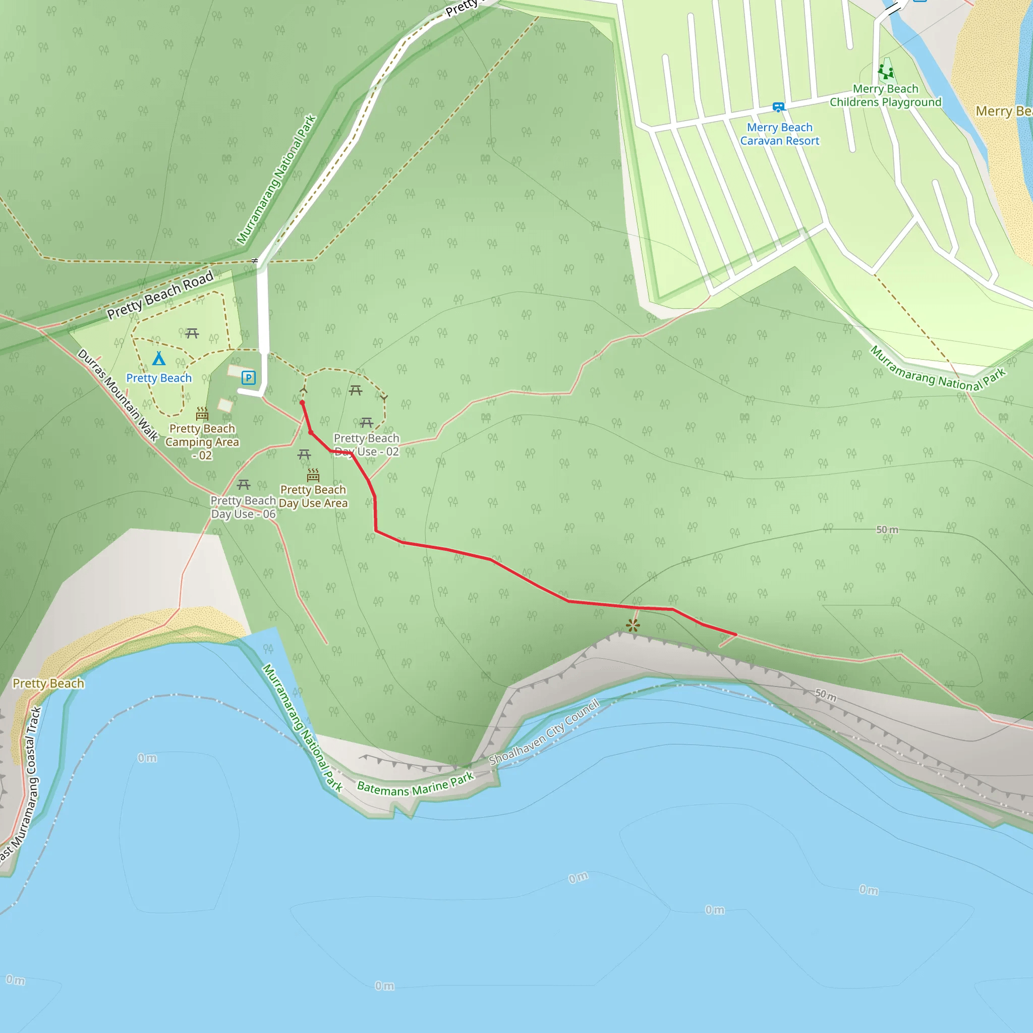 Pretty Beach to Snapper Point Track mobile static map