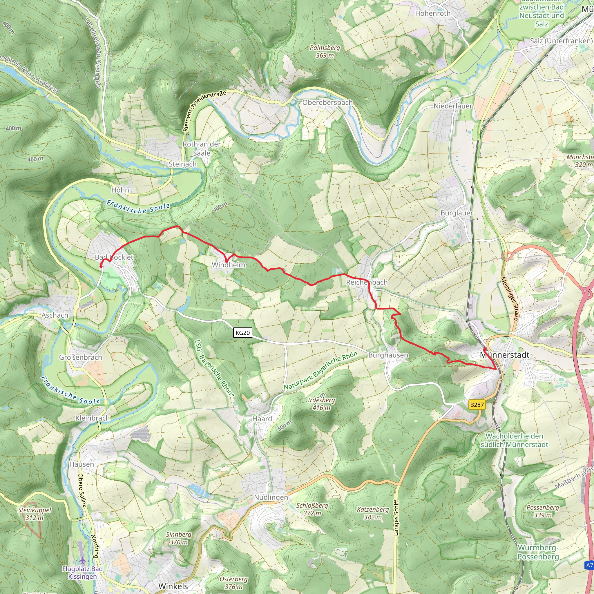 Bad Bocklet to Muennerstadt via Karolingerweg Variante Ueber Muennerstadt mobile static map