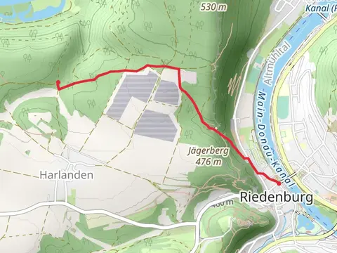 Drei Burgen Steig and Rundweg Riedenburg from Altmuehl