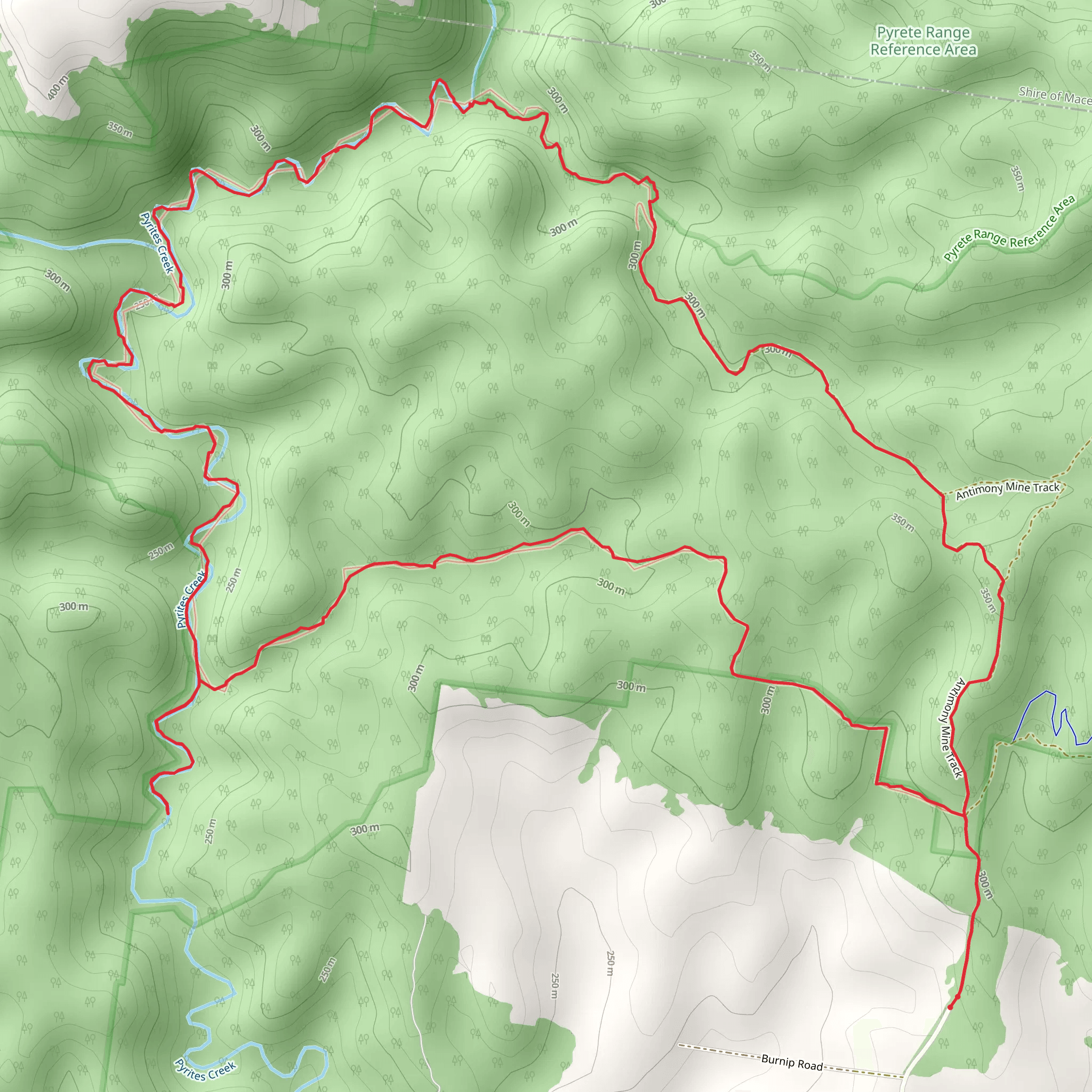 Pyrites Creek Gorge Trail mobile static map