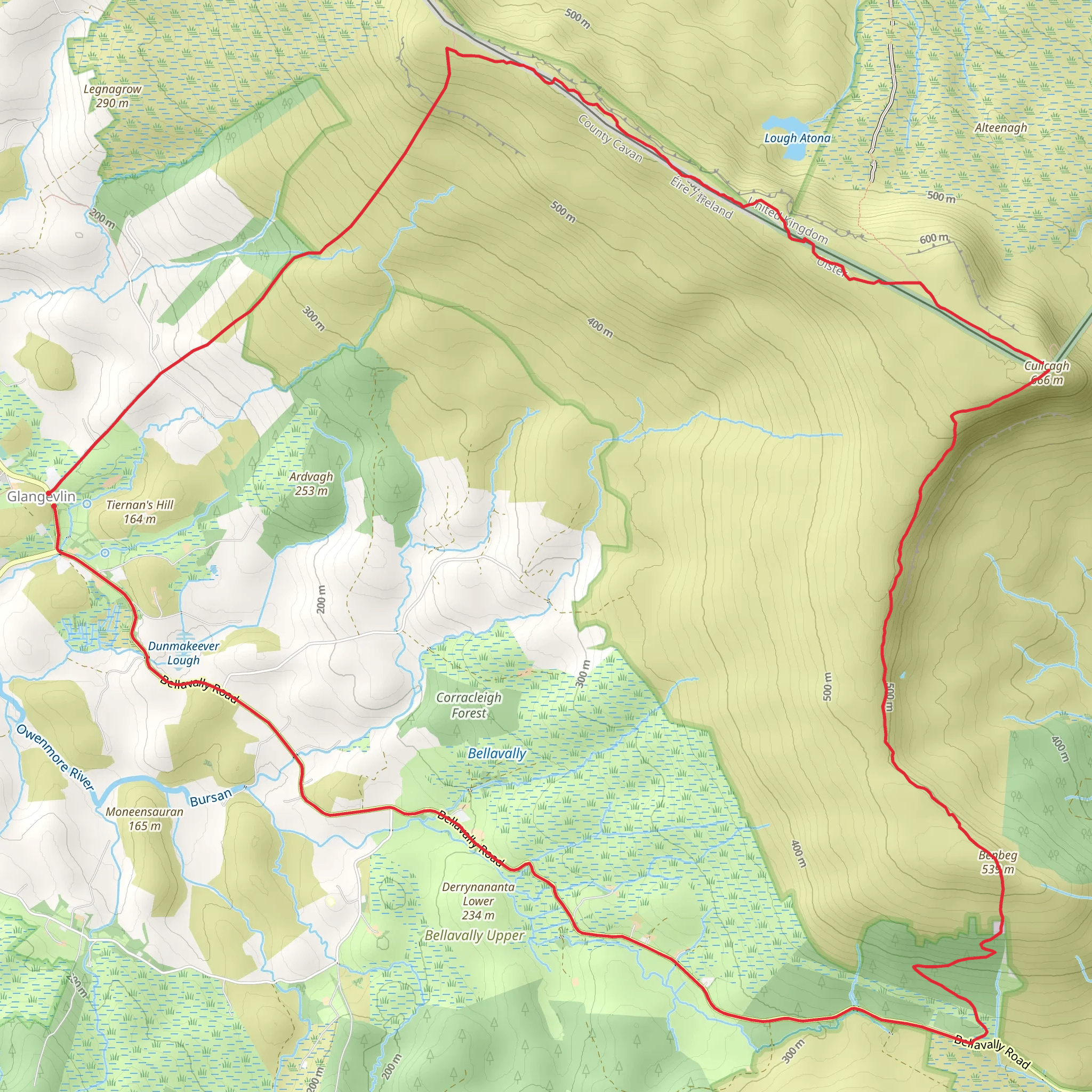 Cuilcagh and Benbeg Loop mobile static map