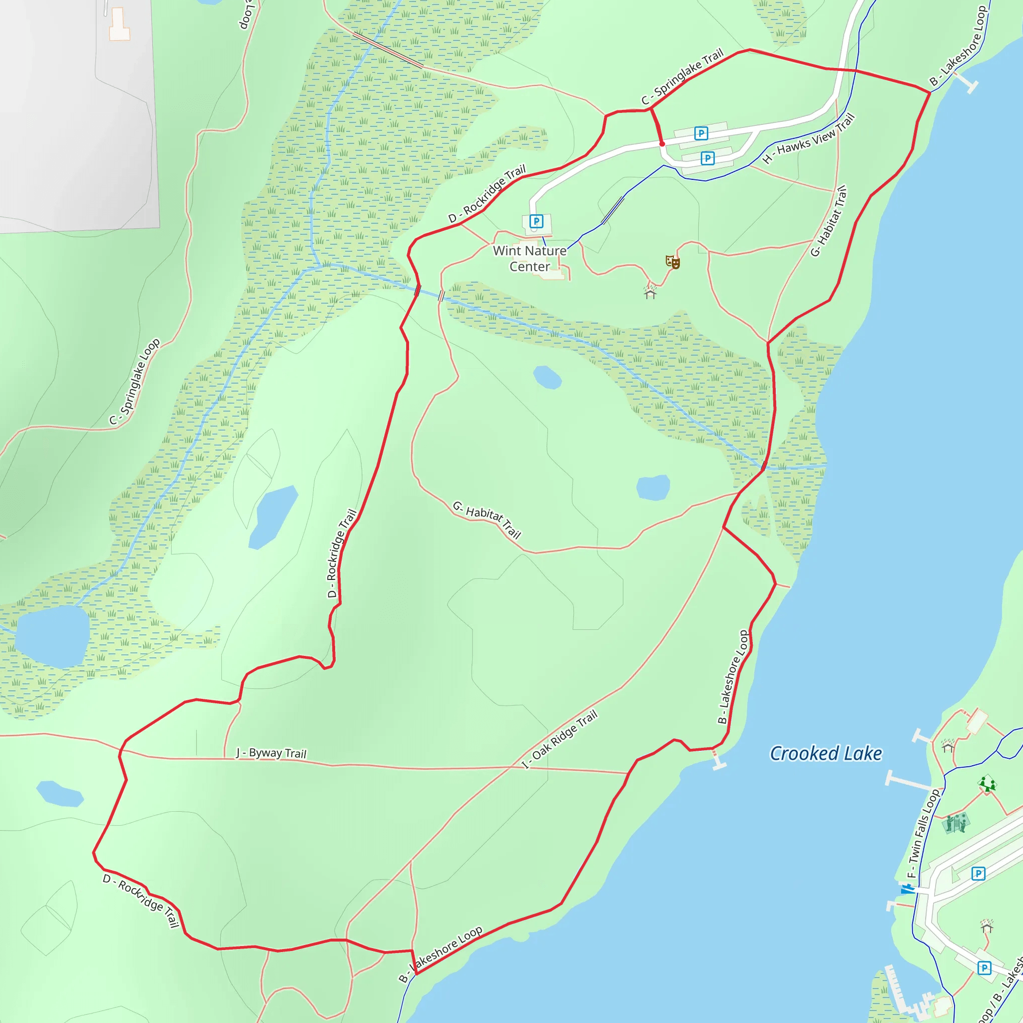 Crooked Lake - Rockridge Loop Trail mobile static map