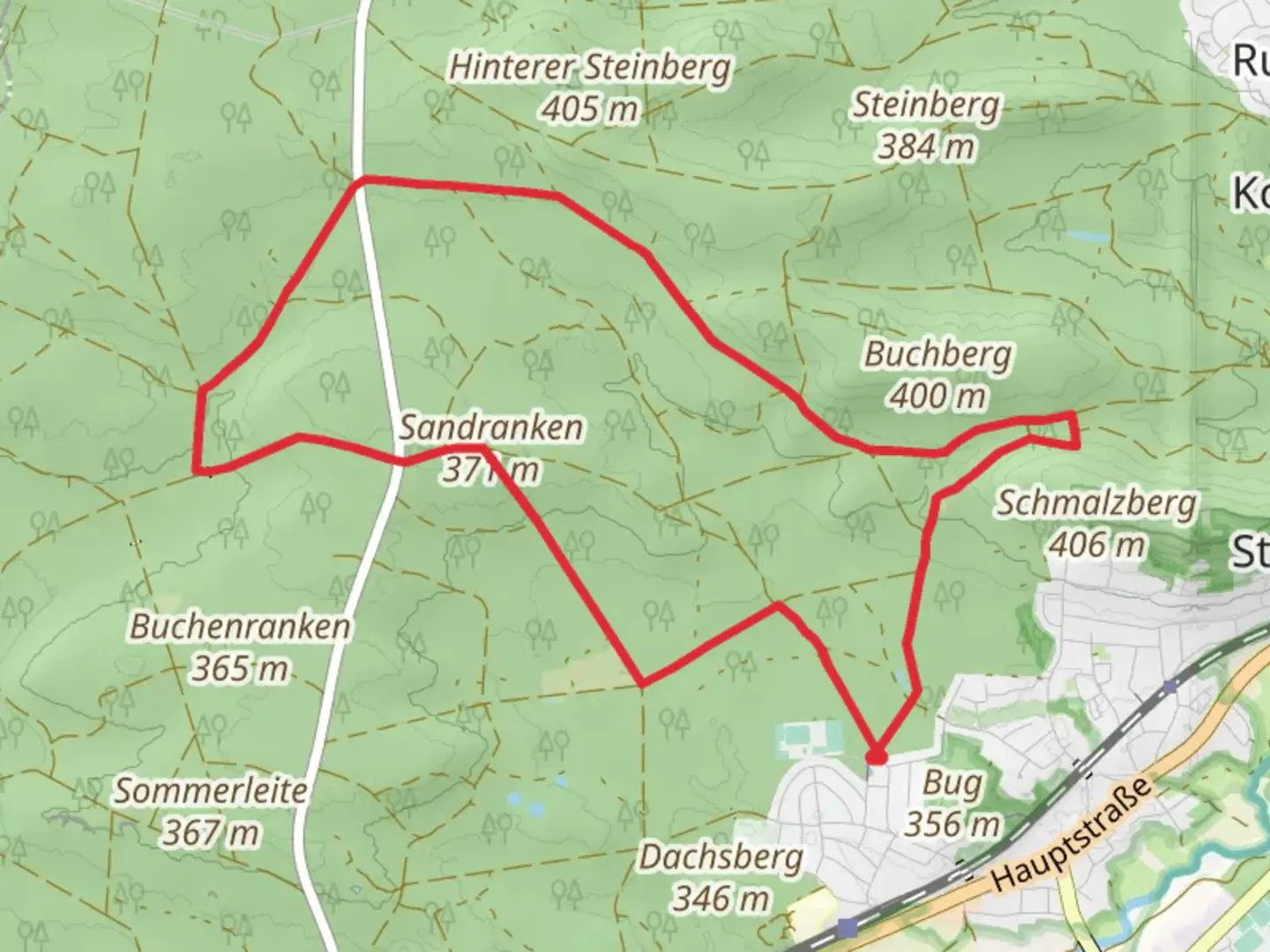 An image depicting the trail Grosse Runde Loop and its surrounding area.