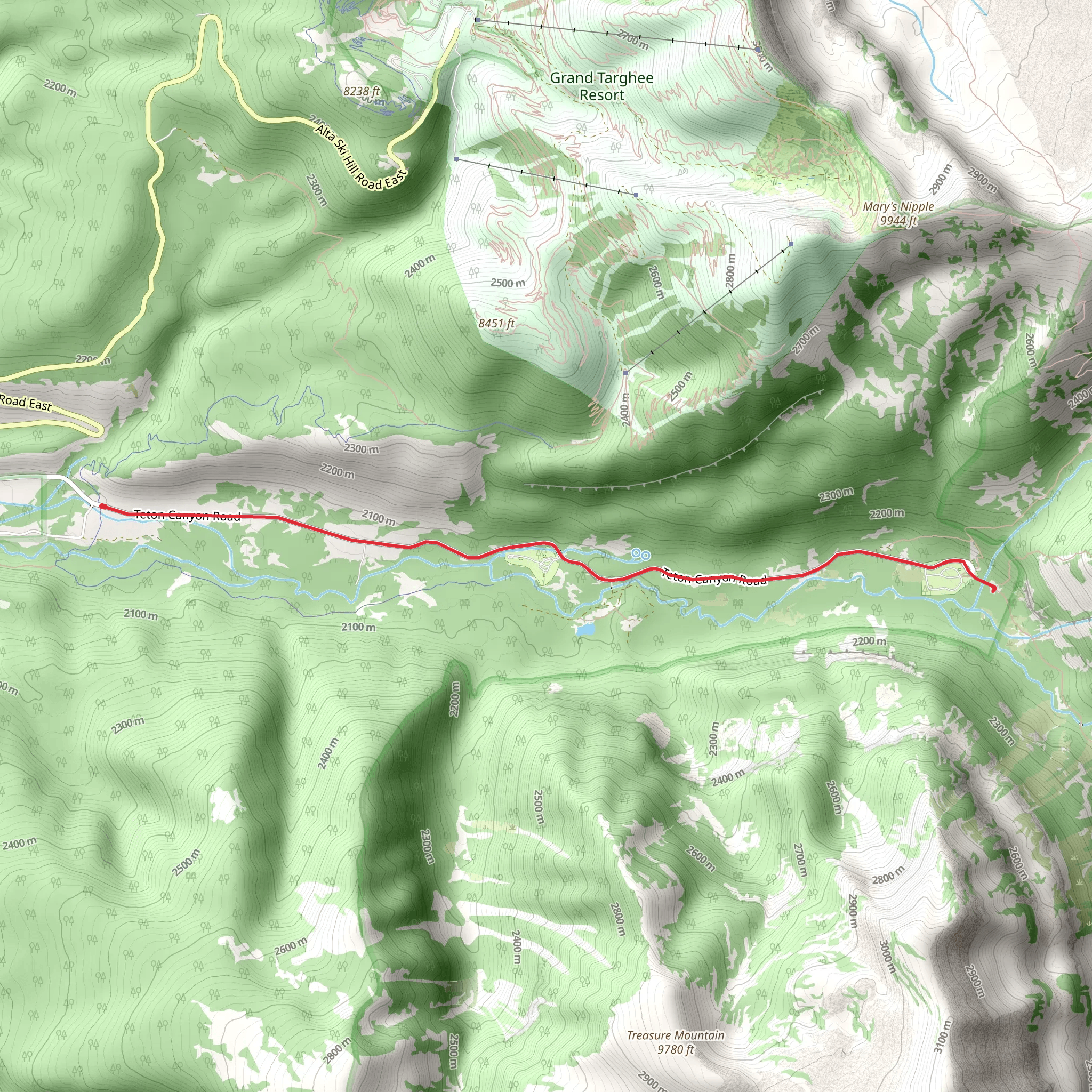 Teton Creek and Teton Canyon mobile static map