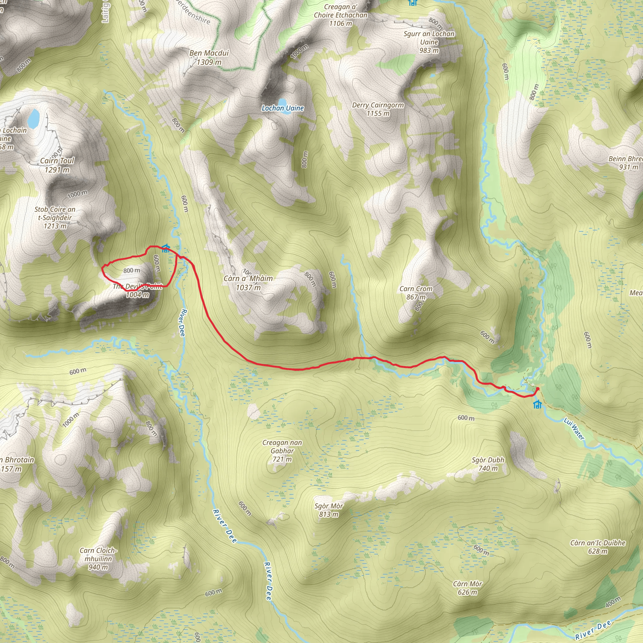 Devil's Point from Derry Lodge mobile static map