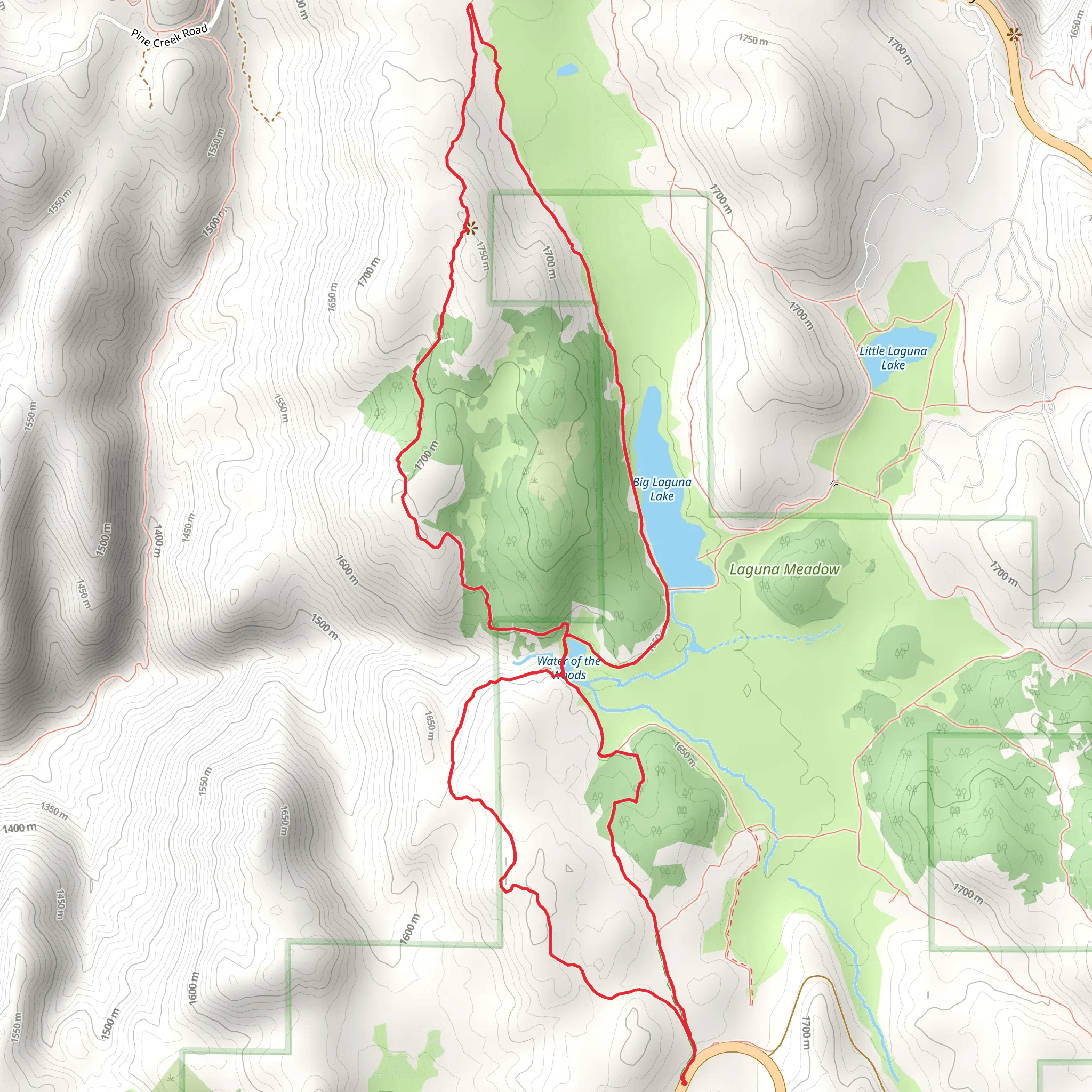 Sunset Trail, Big Laguna Lake and Water of the Woods Loop mobile static map