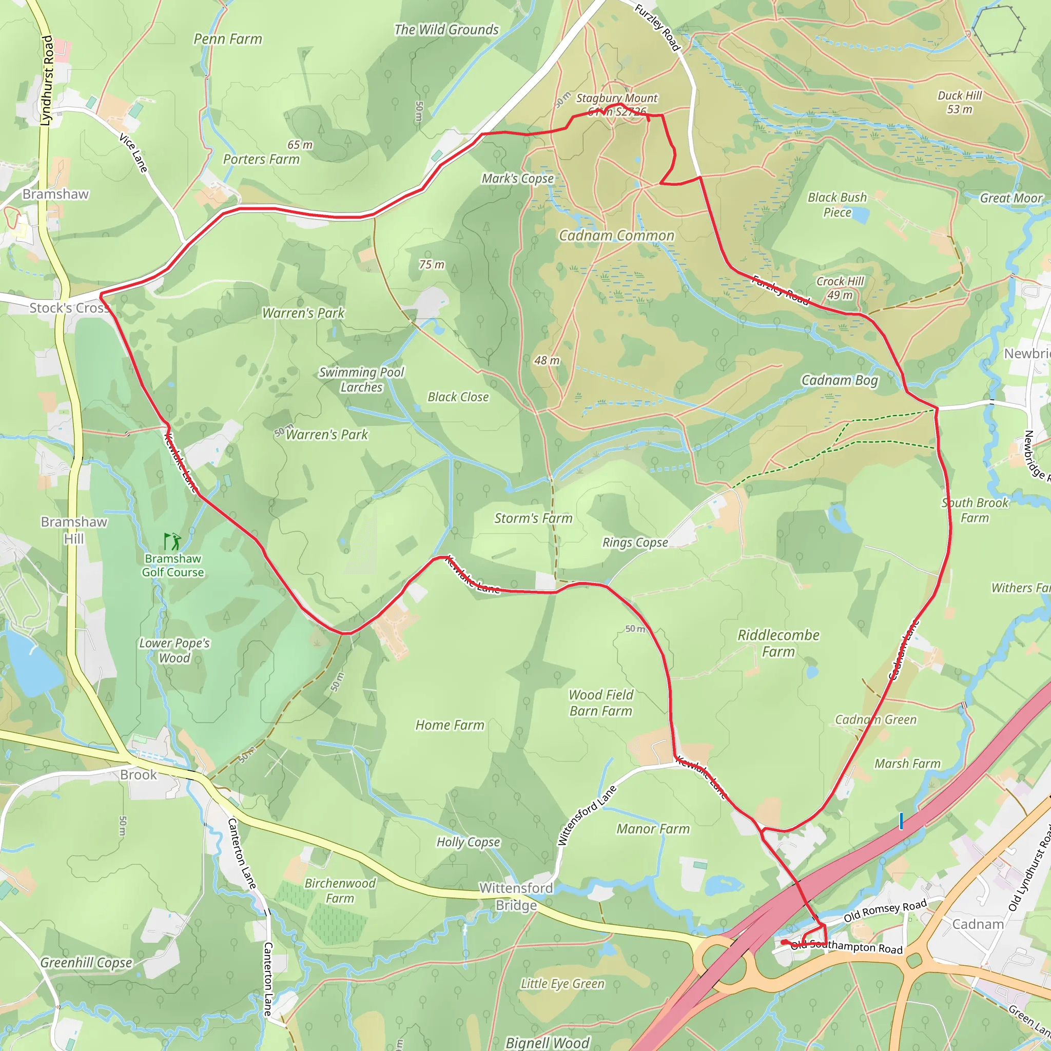 Stagbury Mount and Crock Hill Loop mobile static map