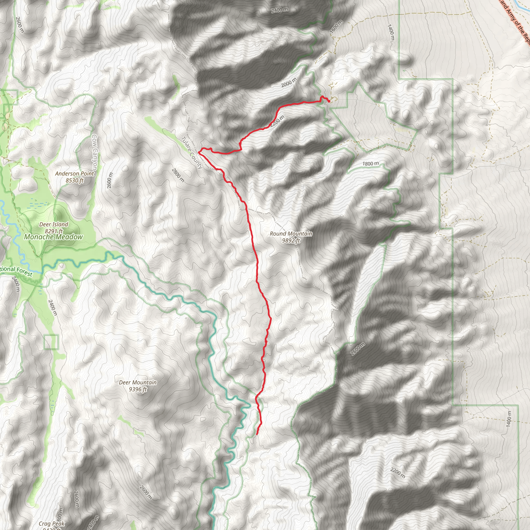 Honey Bee Trail via Olancha Pass Trail mobile static map