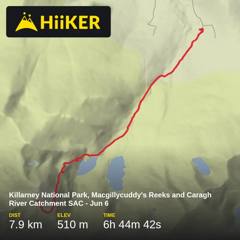 A map preview of the recording Killarney National Park, Macgillycuddy's Reeks and Caragh River Catchment SAC - Jun 6.