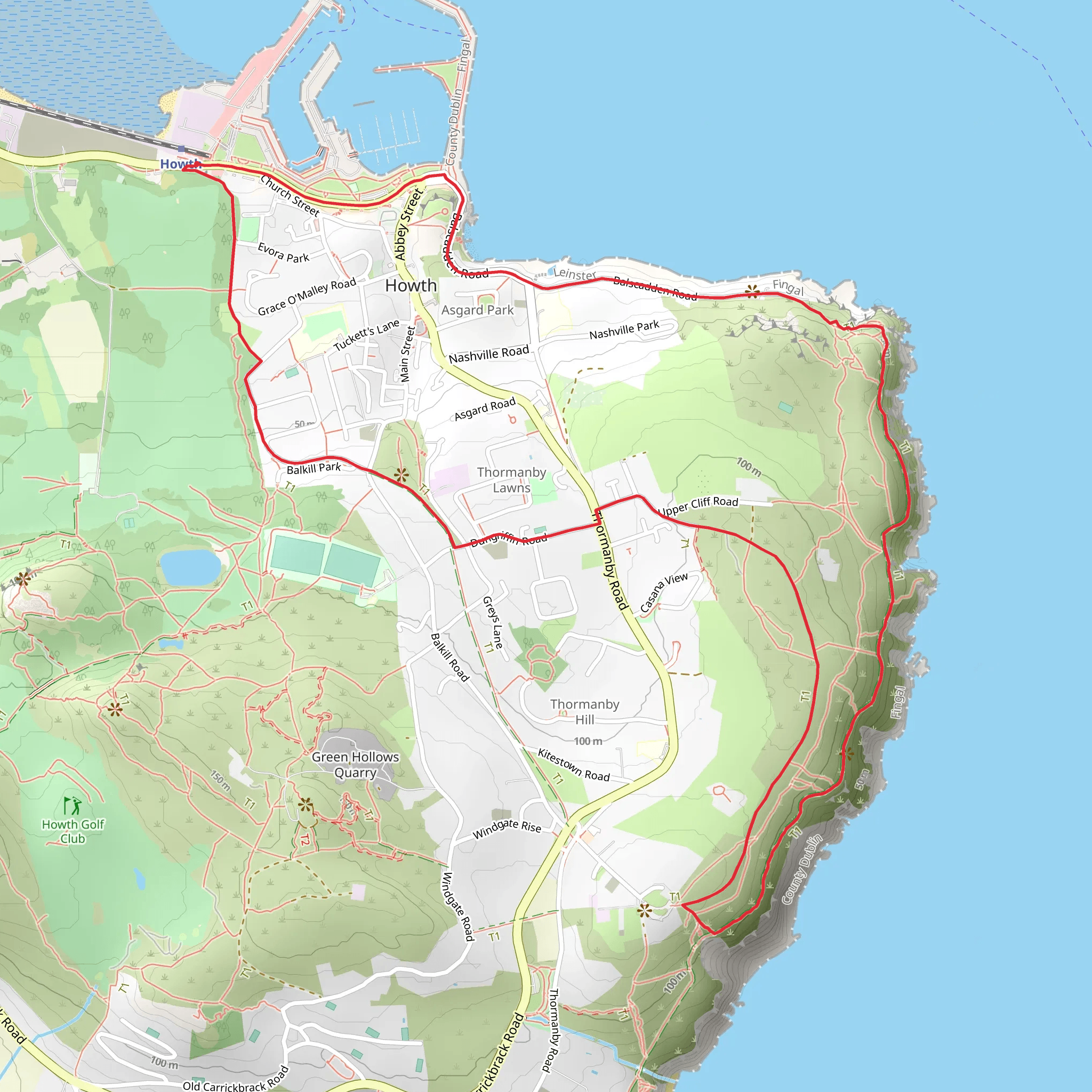 Howth Cliff Path Loop - Green mobile static map