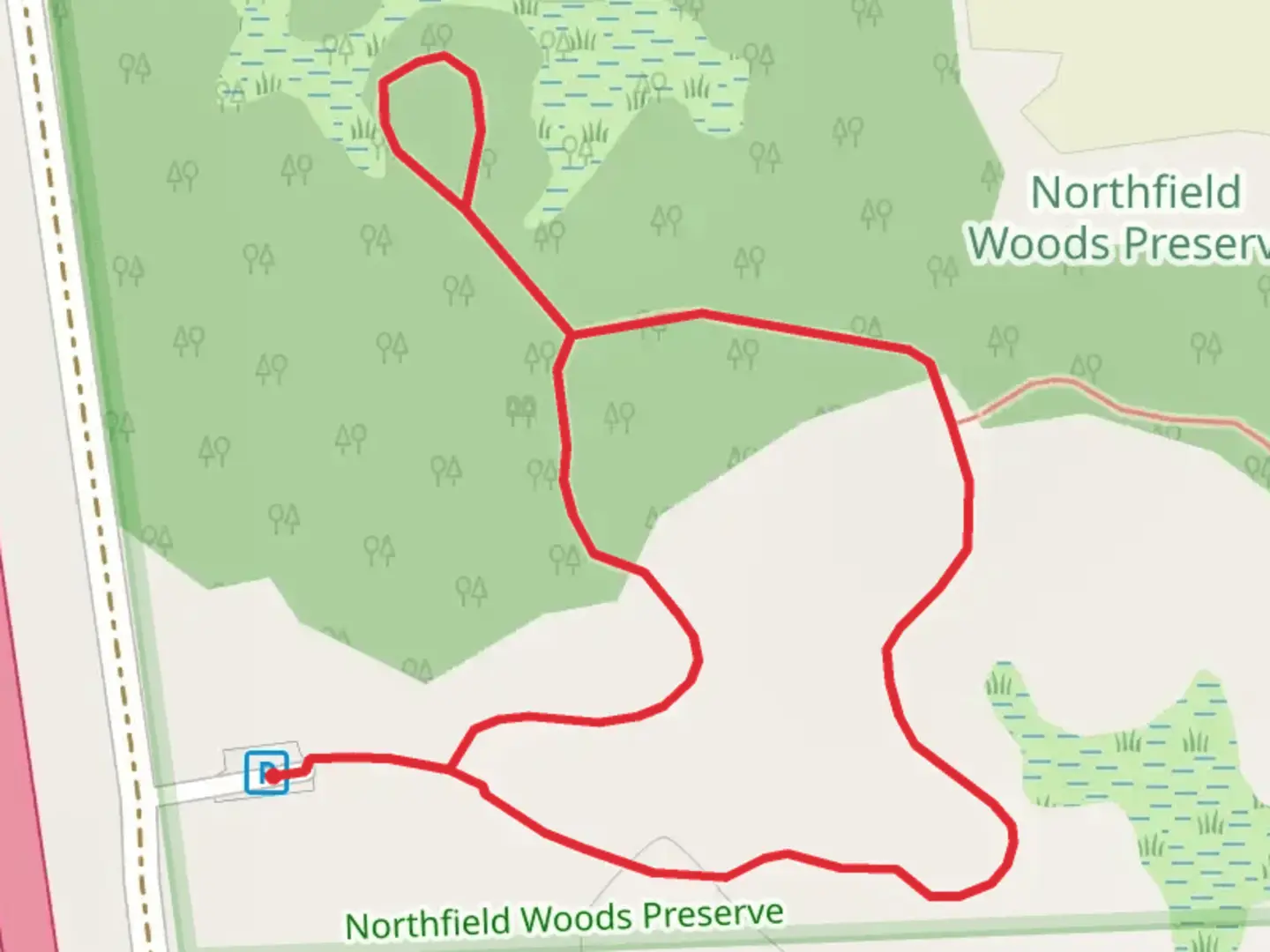 An image depicting the trail East Northfield Church Road Loop and its surrounding area.