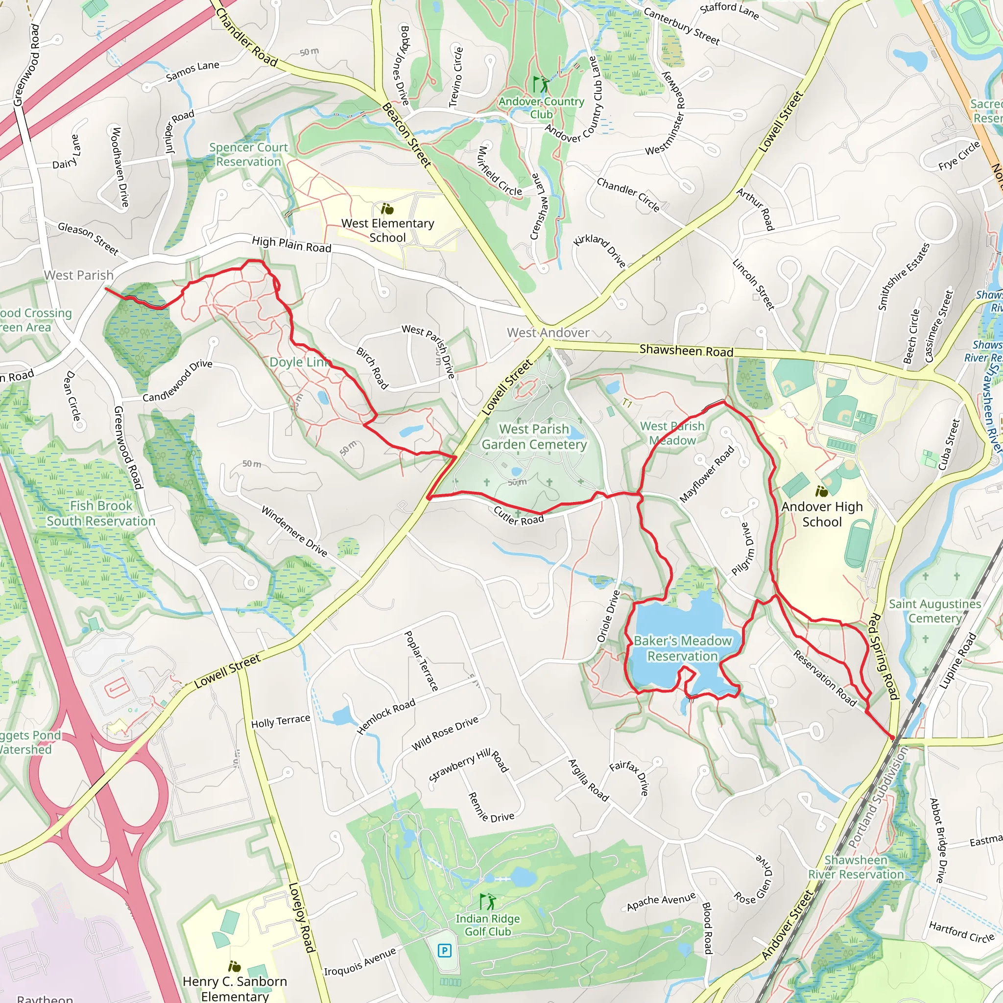 Baker's Meadow Pond - West Parish mobile static map