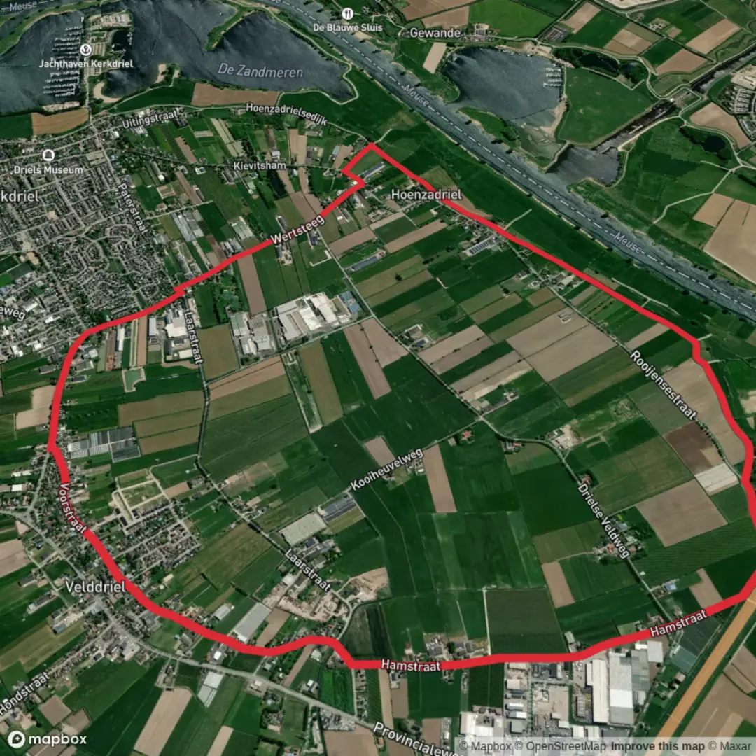 An image depicting the trail Wordense Weg and Hoenzadrielsedijk Loop and its surrounding area.