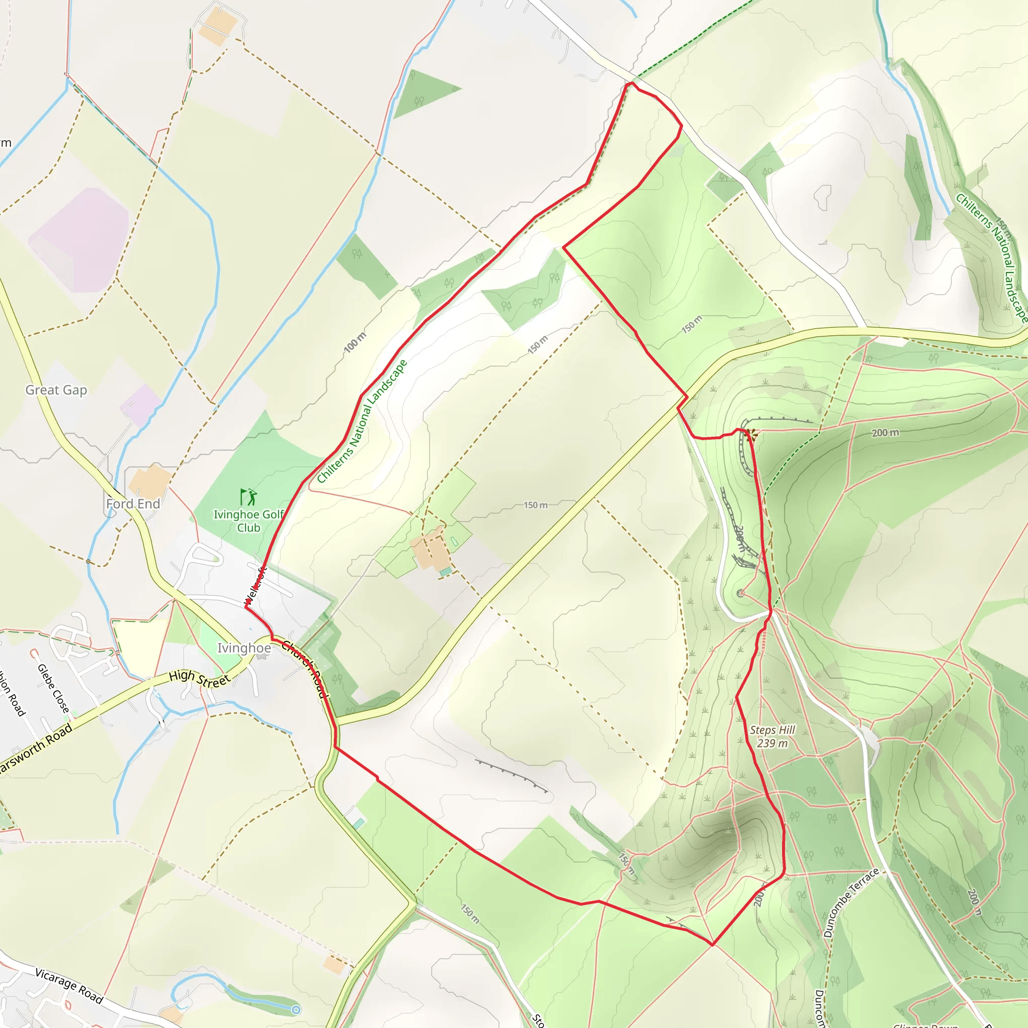 Ivinghoe Beacon Loop mobile static map