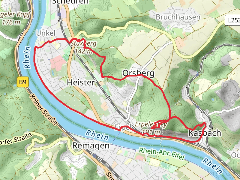 Erpeler Ley via Rheinsteig-Zuweg Unkel Sued and Rotbaeckchen