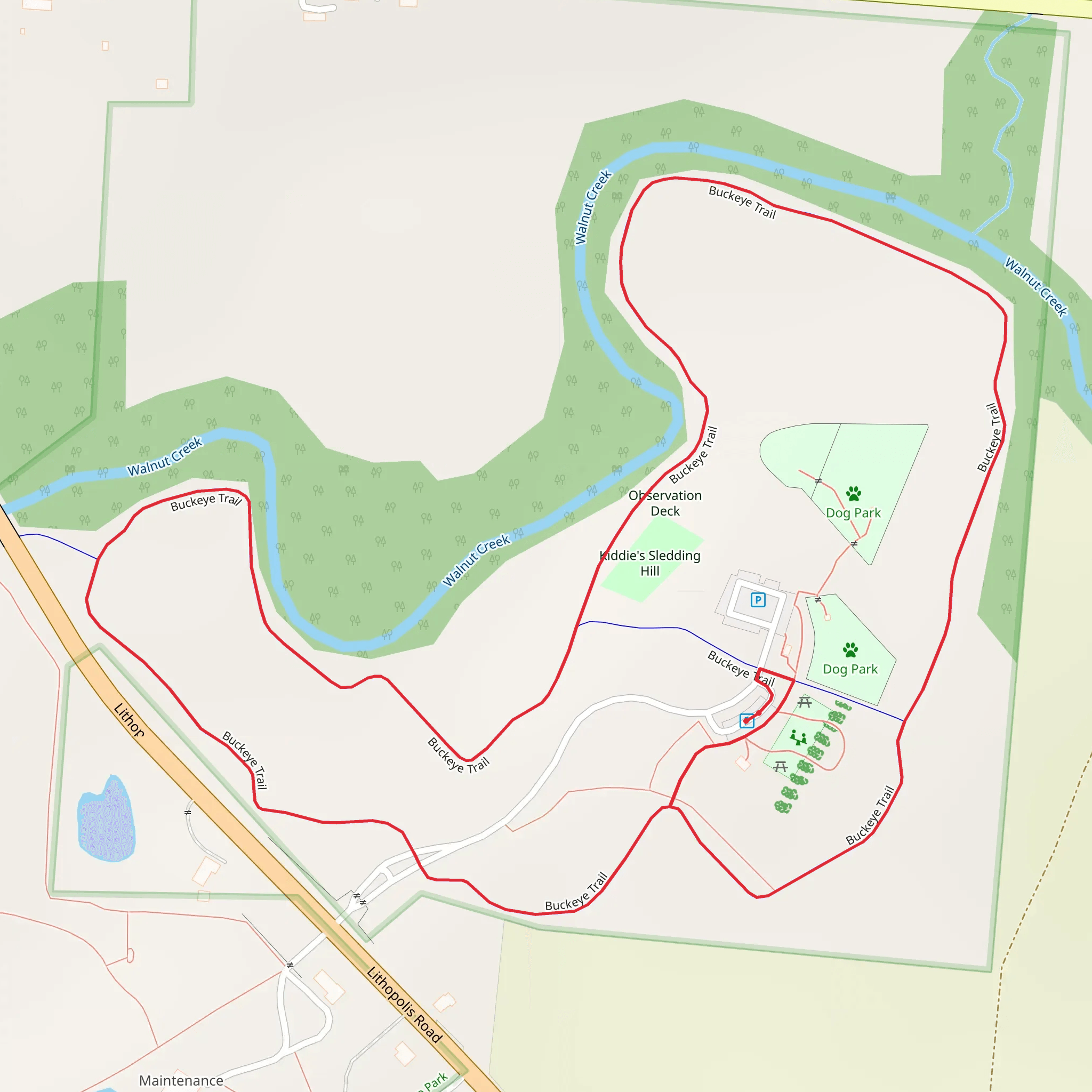 Walnut Creek via Buckeye Loop Trail mobile static map