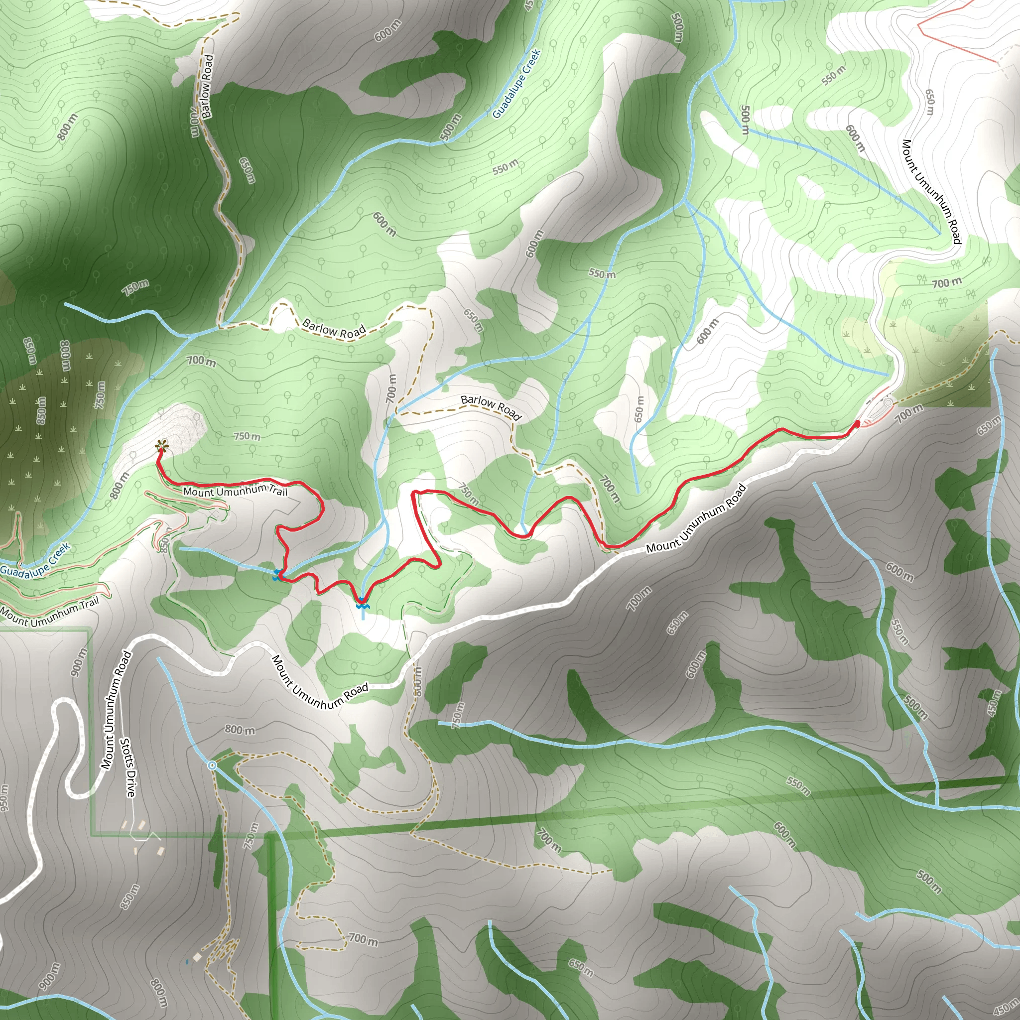 Mount Umunhum Trail Out and Back mobile static map