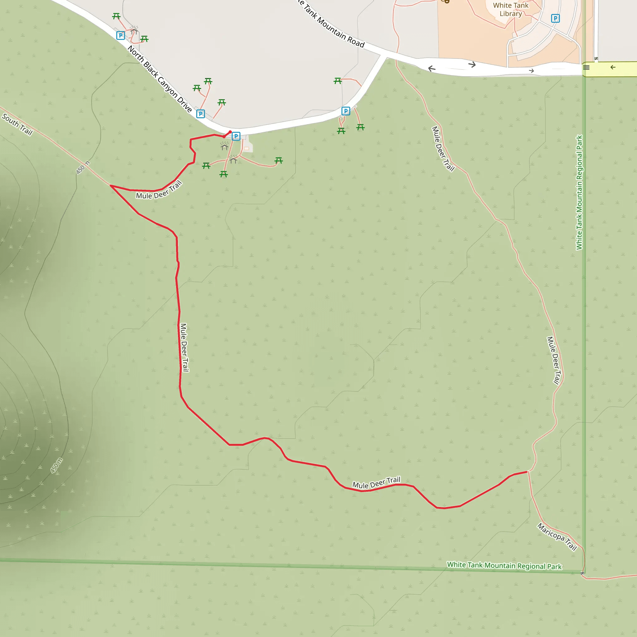 Mule Deer Trail Out and Back mobile static map