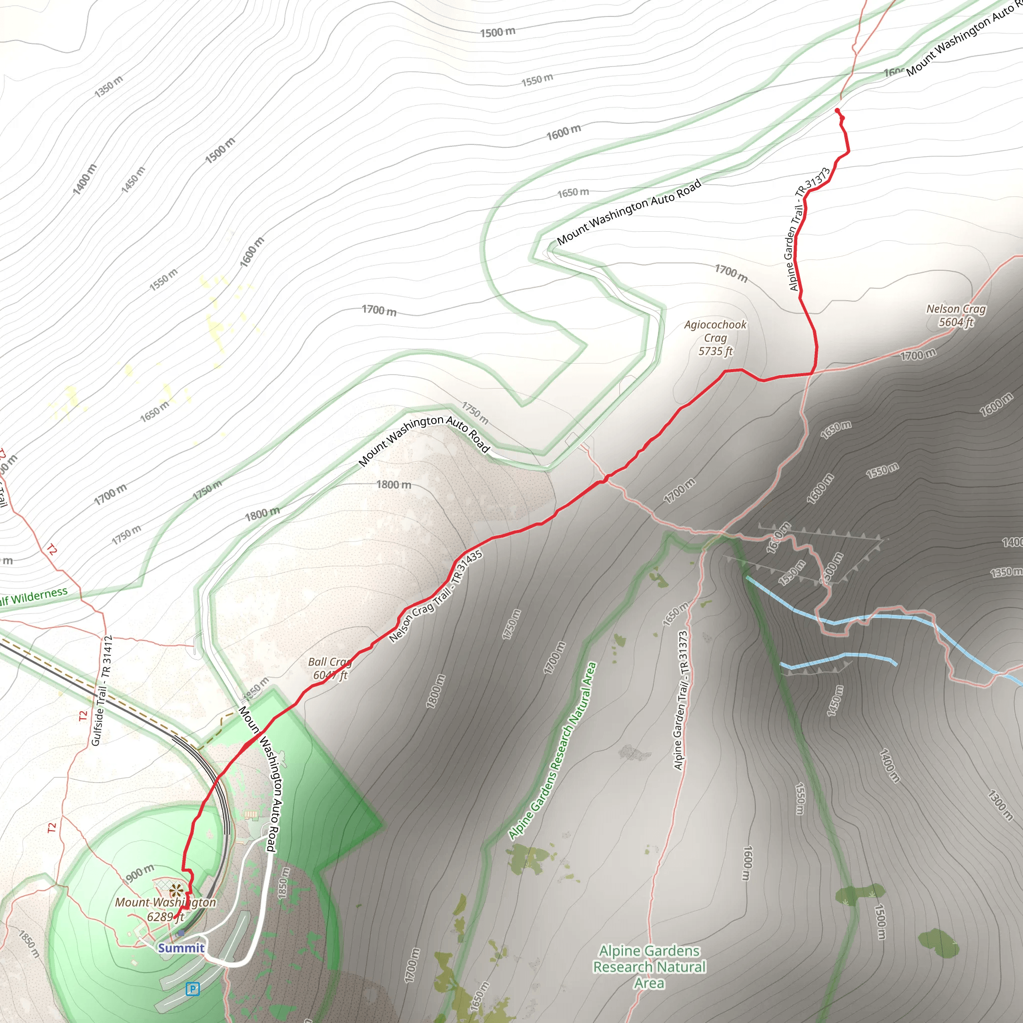 Agiocochook Crag and Ball Crag Trail mobile static map