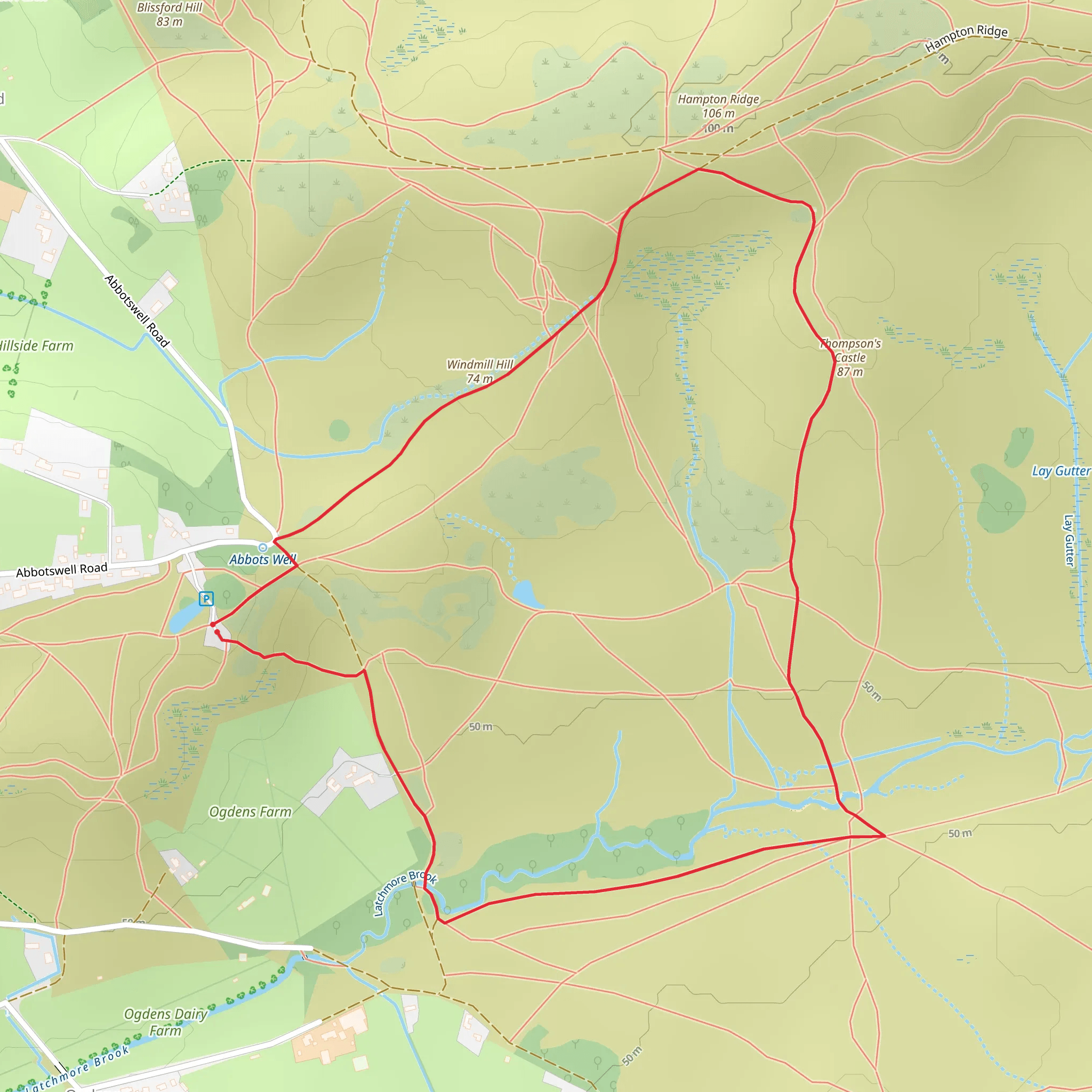 Windmill Hill and Thompson's Castle Loop mobile static map