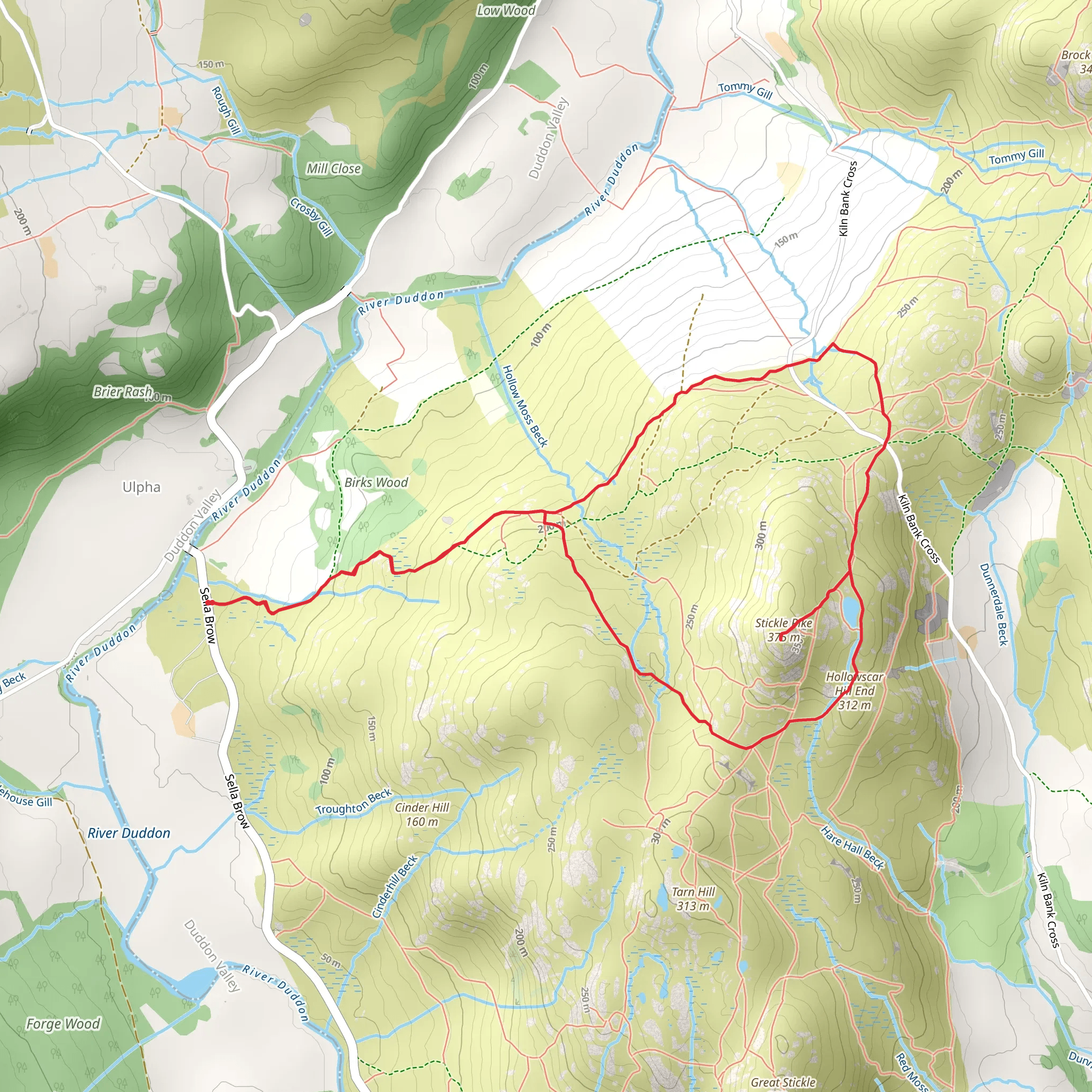 Stickle Pike and Hollowscar Hill End Loop mobile static map