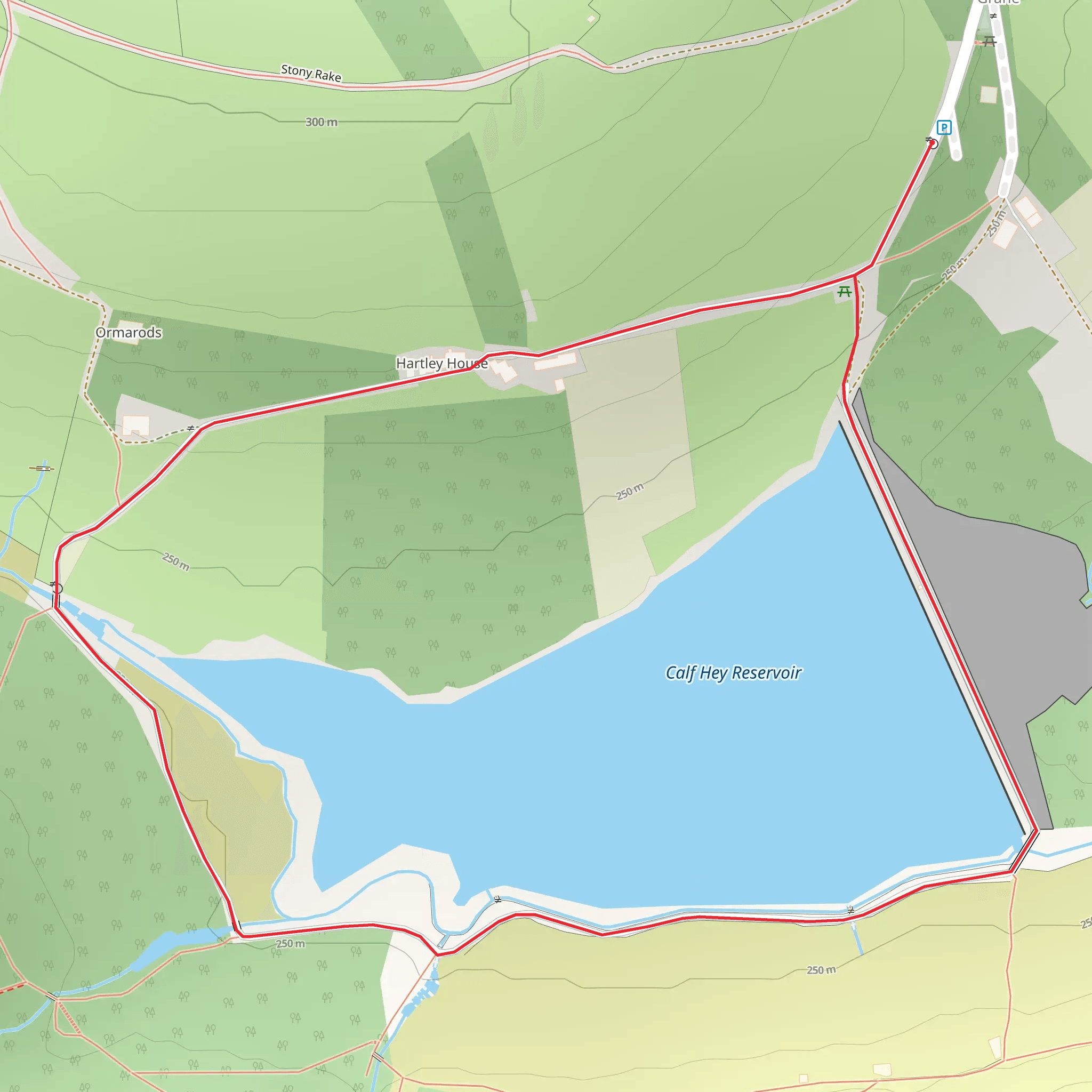 Calf Hey Reservoir Loop mobile static map