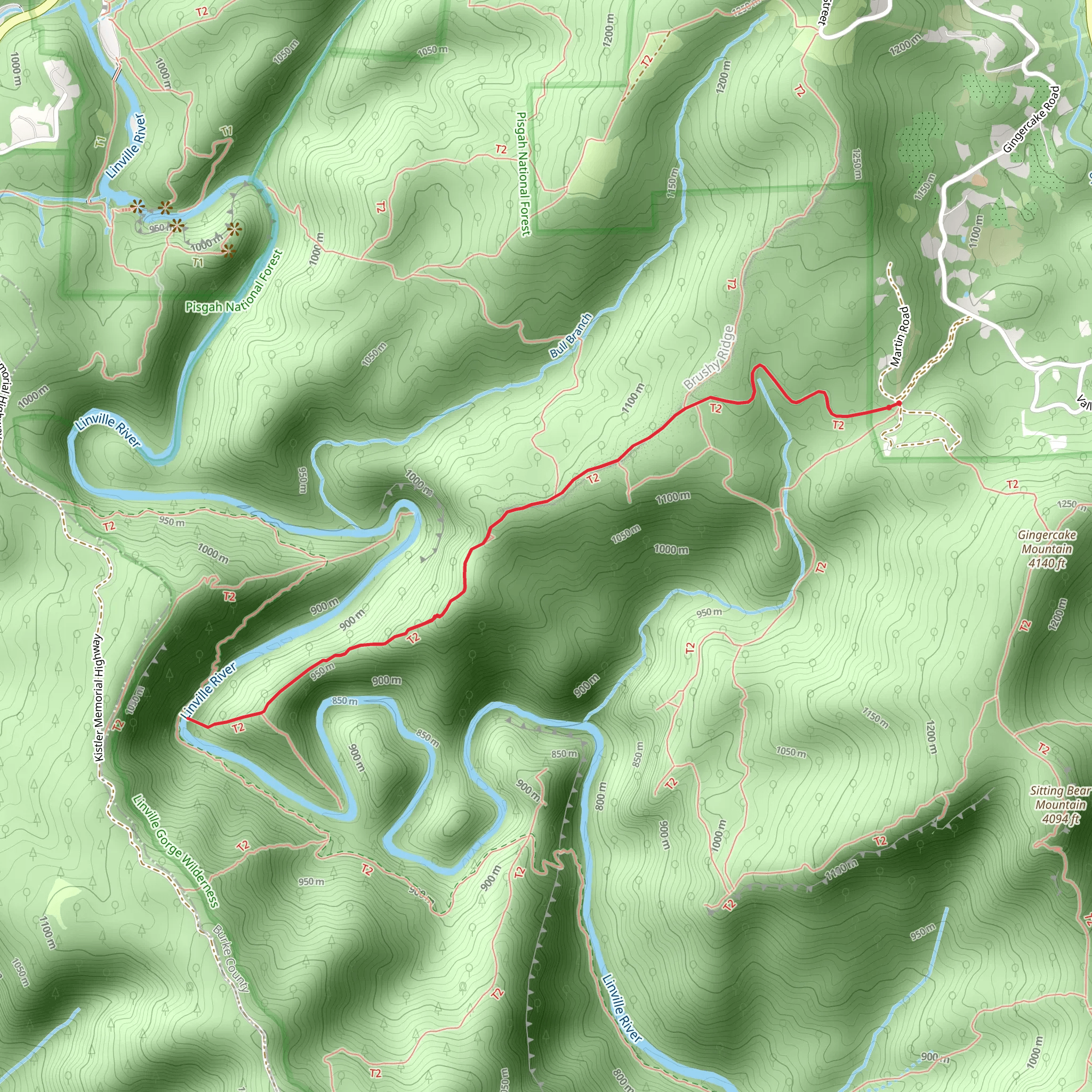 Brushy Ridge Trail mobile static map